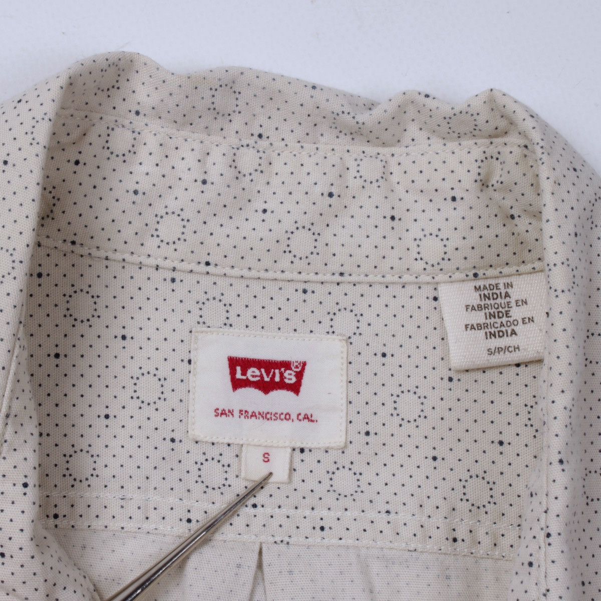 Levi's LEVIS Selvedge Cream Geometric Polkadot Long Sleeve Shirt Size US S / EU 44-46 / 1 - 20 Thumbnail