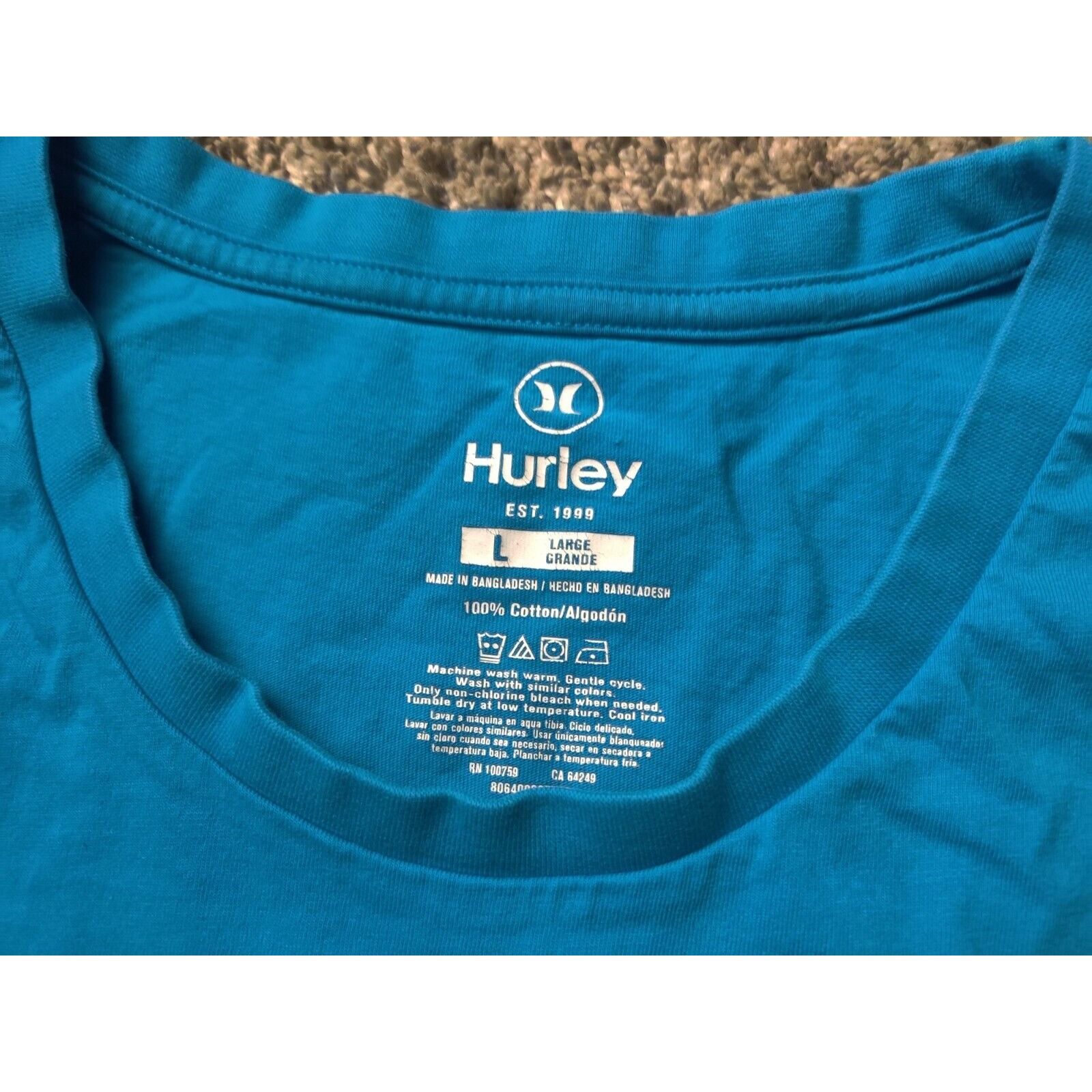 Hurley Hurley Shirt Adult Mens Large Blue White Spell Out Surf Co Size US L / EU 52-54 / 3 - 4 Thumbnail