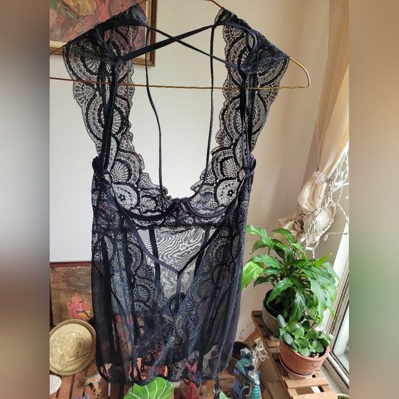 Other Shirley of Hollywood sheer black corset nightie garter clap Size ONE SIZE - 2 Thumbnail