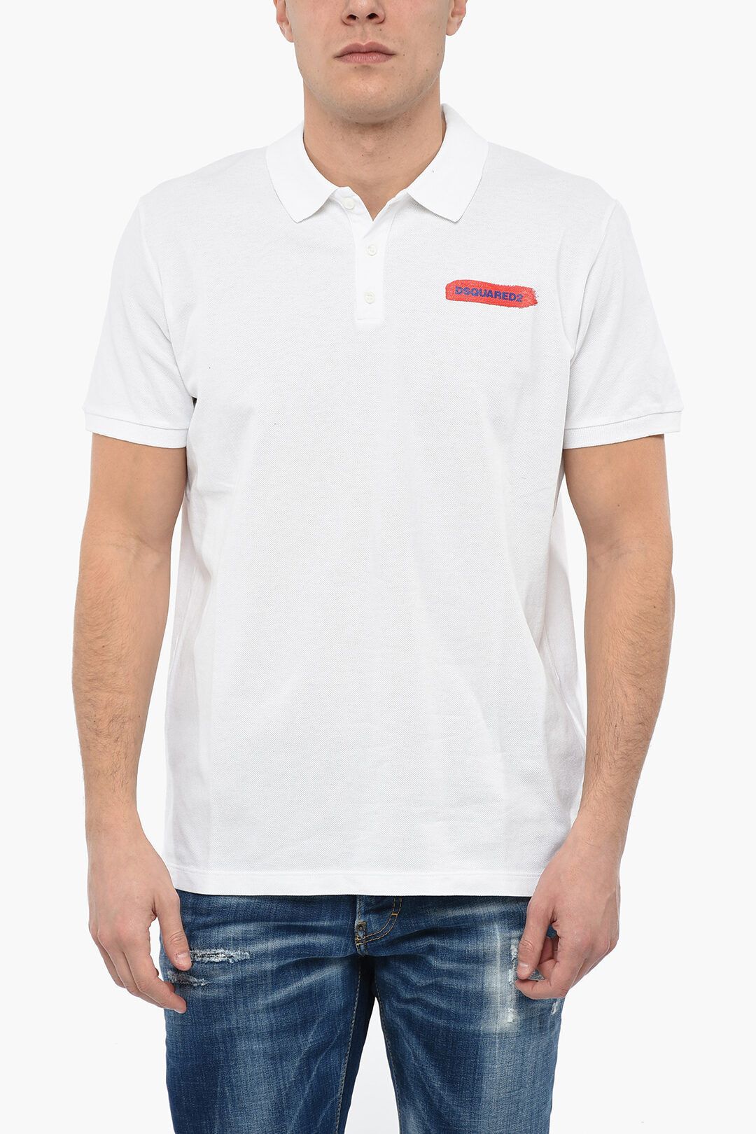 image of Dsquared2 Og1Mm0424 Tennis Polo Shirt In White, Men's (Size XL)