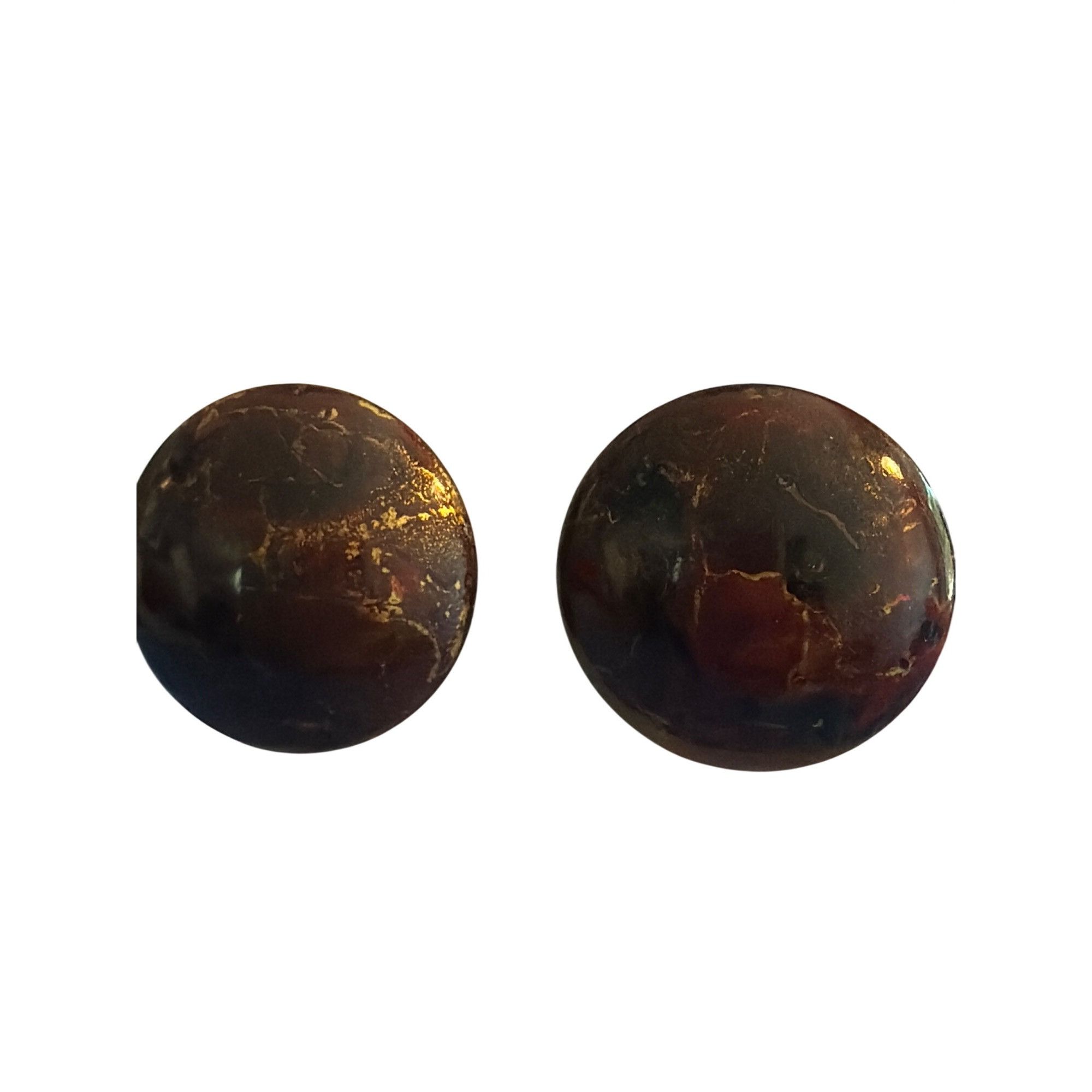 Other Vintage Round Button Pierced Earrings Resin Domed Marbled Li Size ONE SIZE - 1 Thumbnail