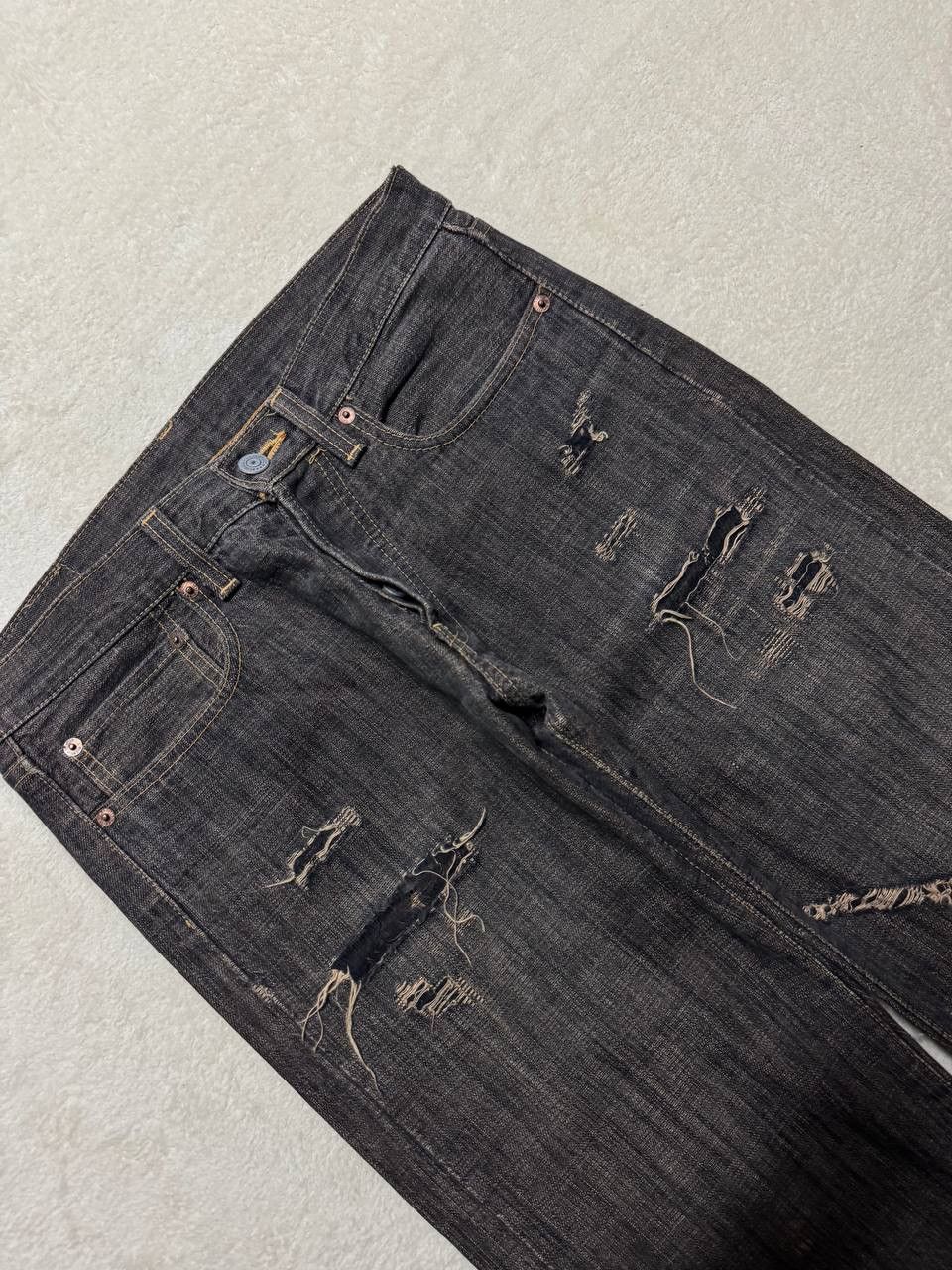 Japanese Brand INSANE 90s Japanese SICK Distressed Ripped Dark Mudwash Jean Size US 29 - 6 Thumbnail