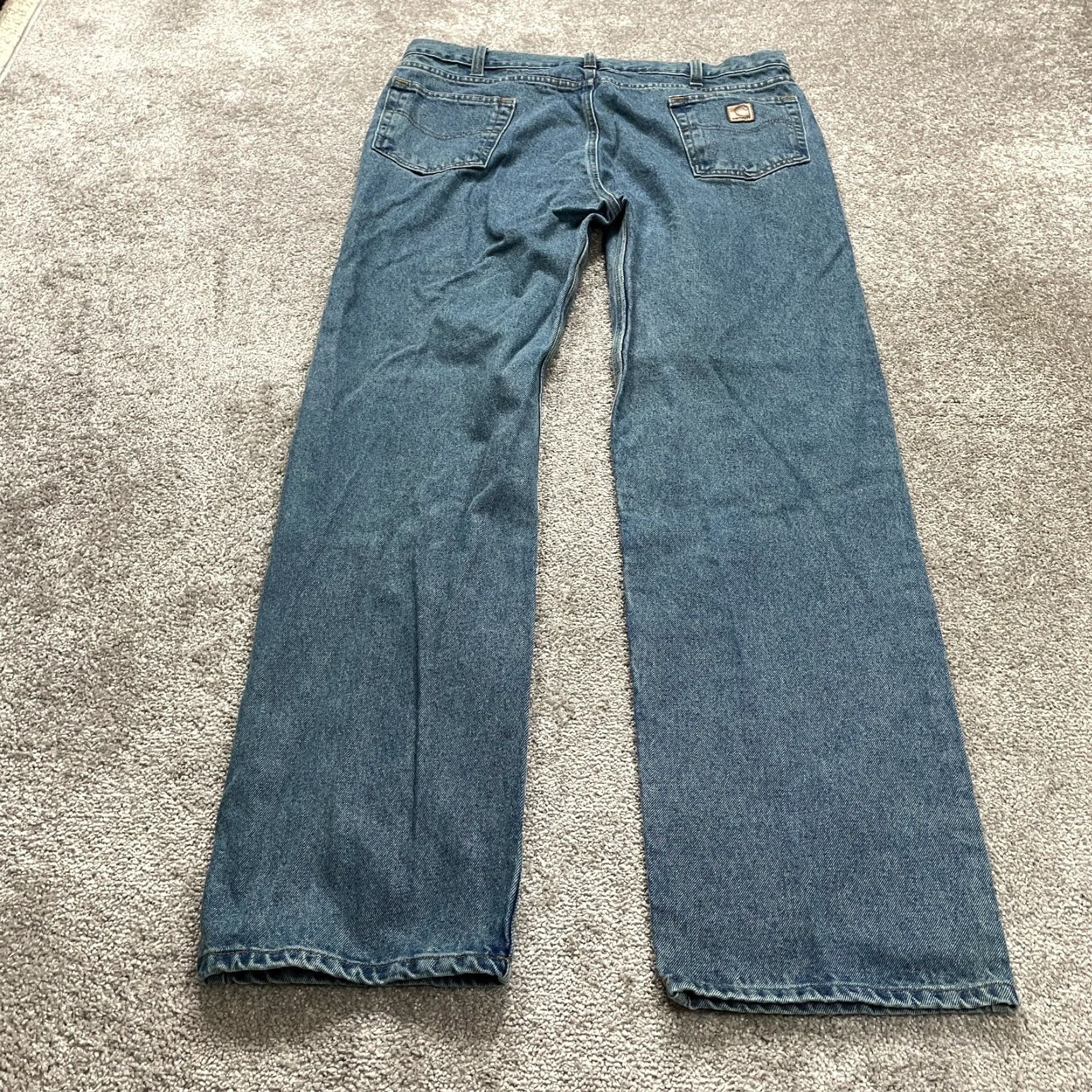Carhartt VINTAGE Carhartt Jeans Mens 31x35 Denim Straight Fit Dark Wash Cotton Classic Logo Size US 31 - 2 Thumbnail