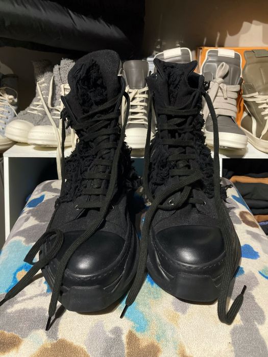 Rick Owens NEW TRIPLE BLACK DISTRESSED RAMONES DRKSHDW ABSTRACT 43