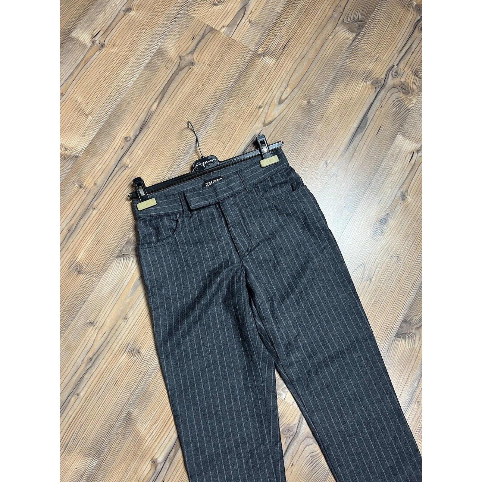 Tom Ford MINT! Tom Ford Gray Striped Women`s Wool Pants Size 36 Size 25" / US 0 / IT 36 - 7 Thumbnail