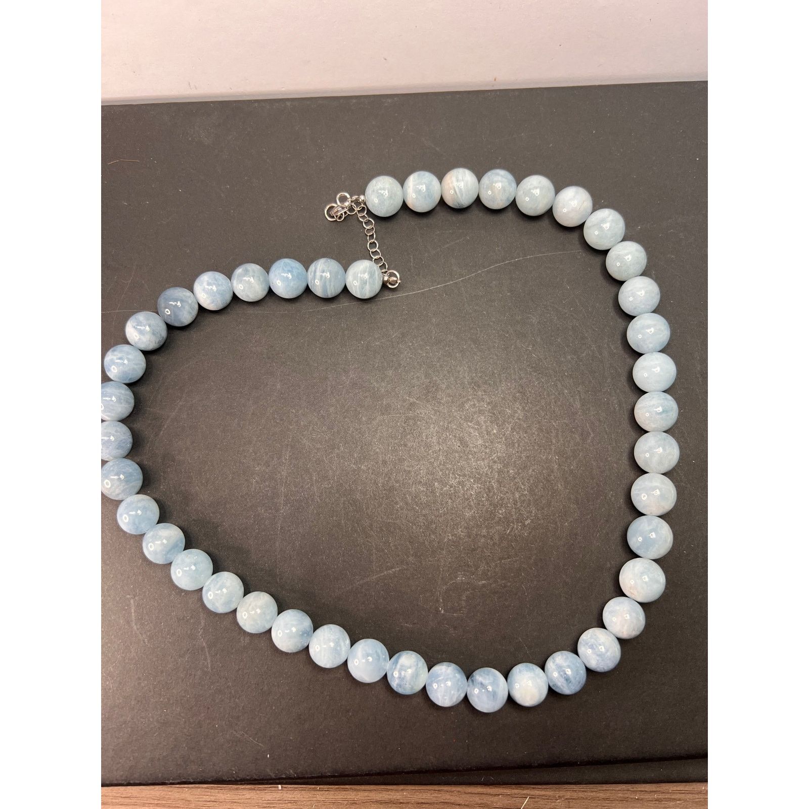 Other 11mm Aquamarine beaded necklace with sterling silver clasp Size ONE SIZE - 2 Thumbnail
