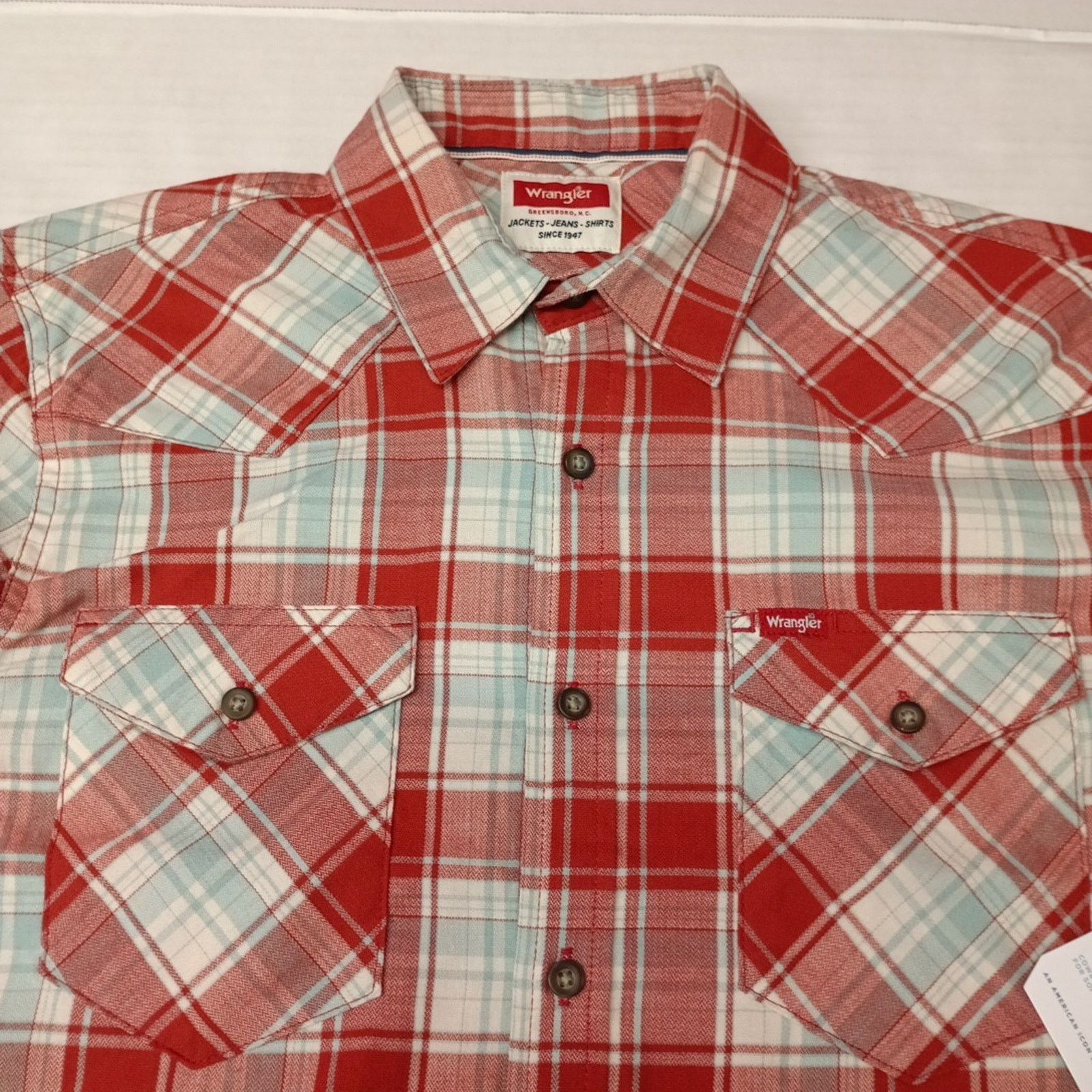 Wrangler Wrangler Cowboy Wash Shirt Men's Size S Red Sky Blue Plaid Size US S / EU 44-46 / 1 - 3 Thumbnail