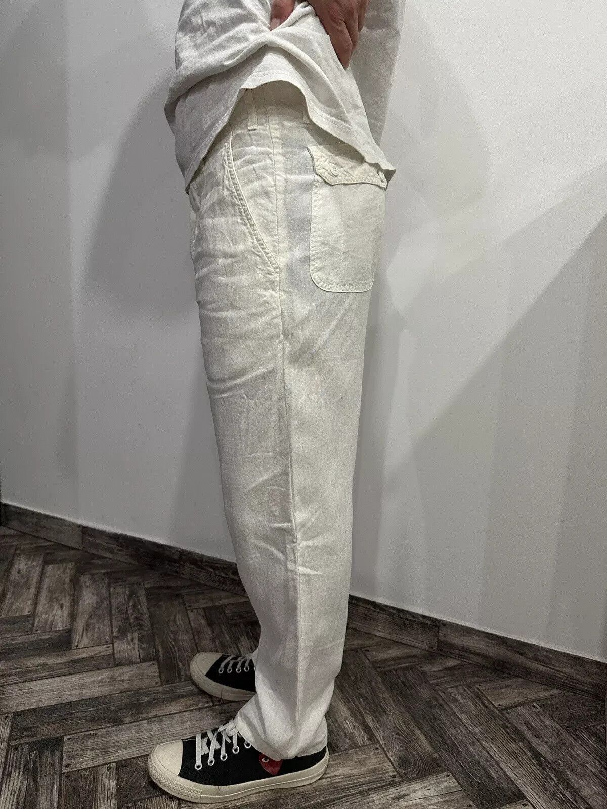 Trussardi Trussardi Jeans Beige Linen Lino Men's Casual Italy Pants Size US 30 / EU 46 - 5 Thumbnail
