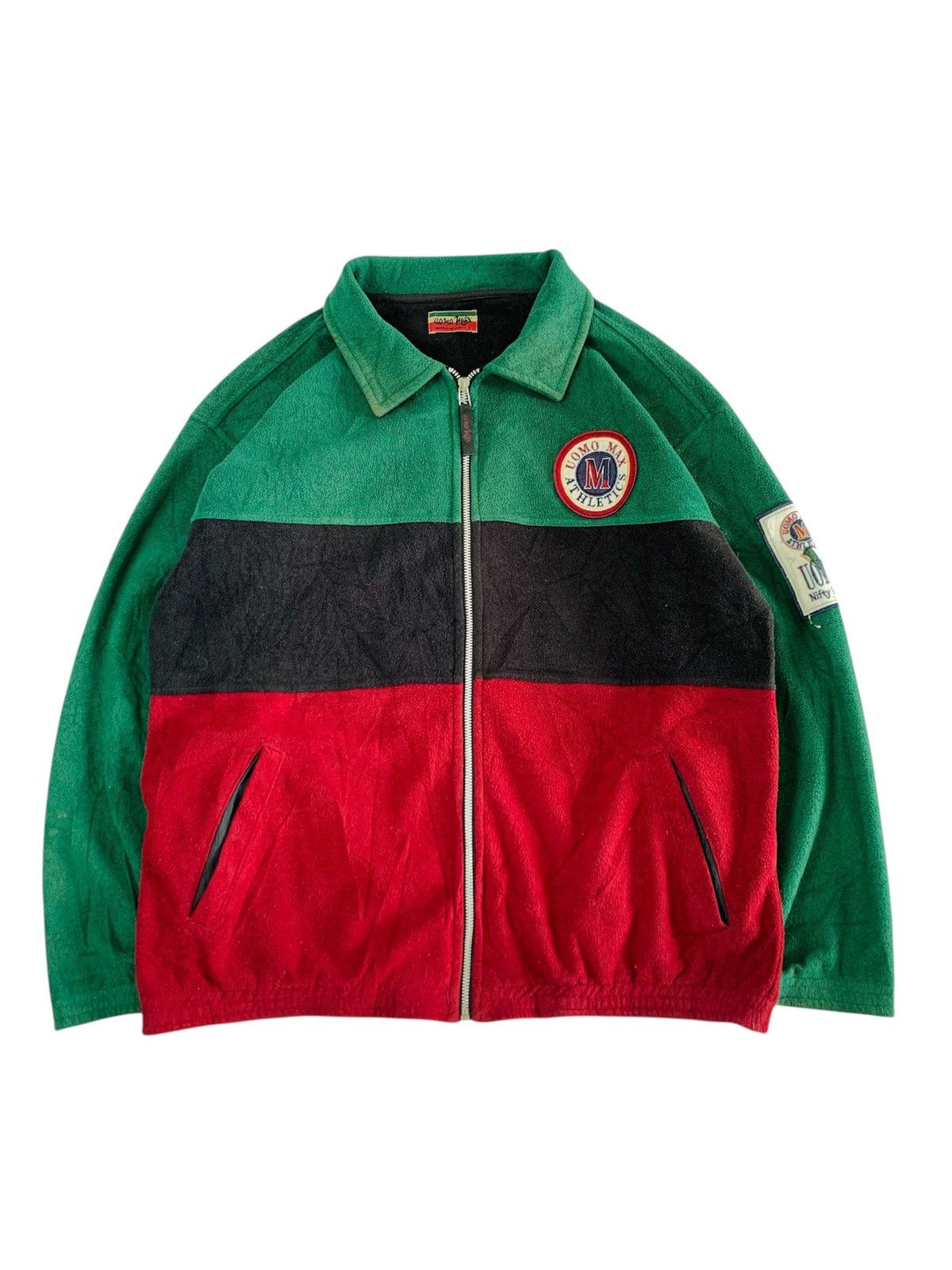 Japanese Brand Vintage Uomo fleece zipper jacket with panel Size US L / EU 52-54 / 3 - 1 Thumbnail