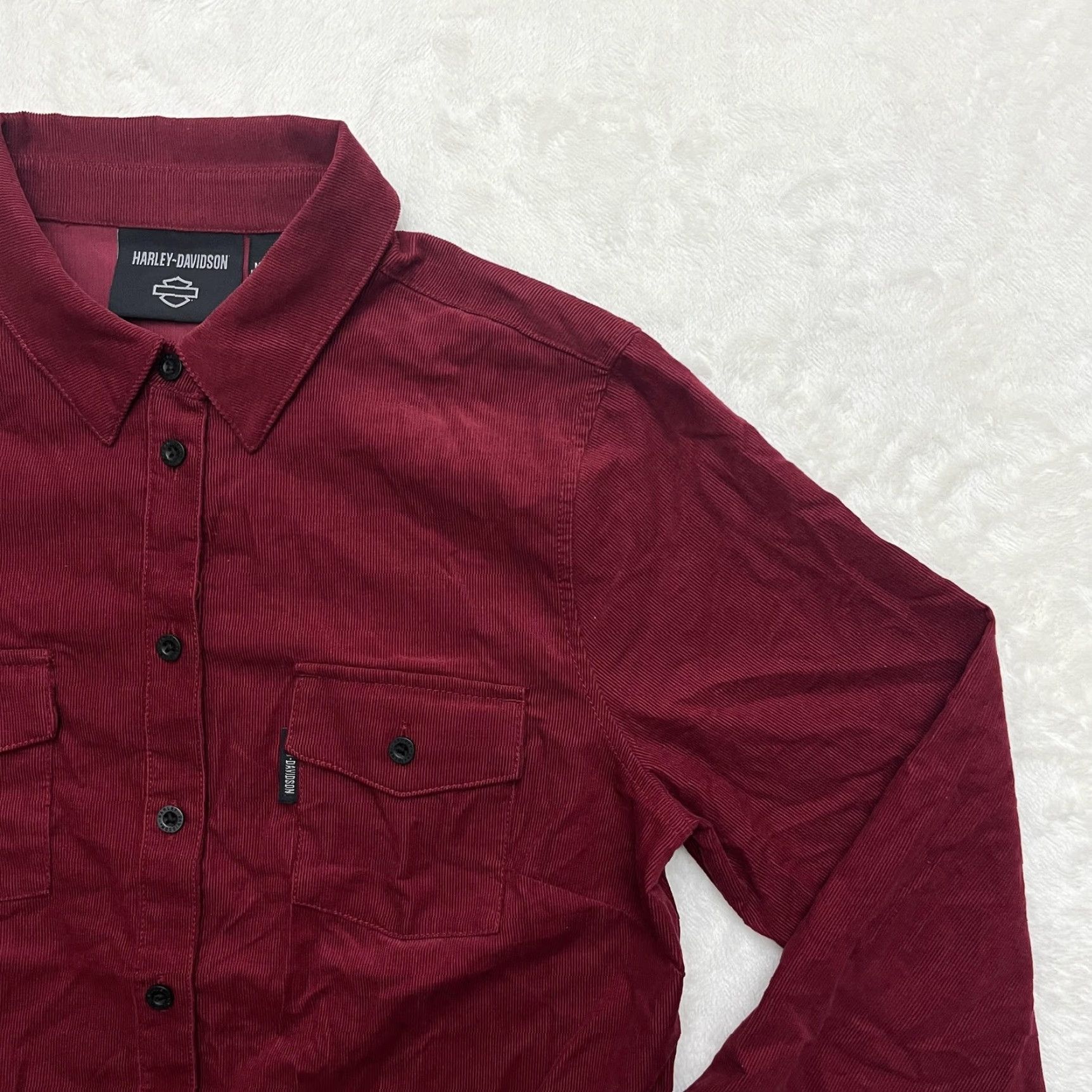 Harley Davidson Harley-Davidson Shirt Womens Small Red Corduroy Button Up Western Embroidered Size S / US 4 / IT 40 - 4 Thumbnail