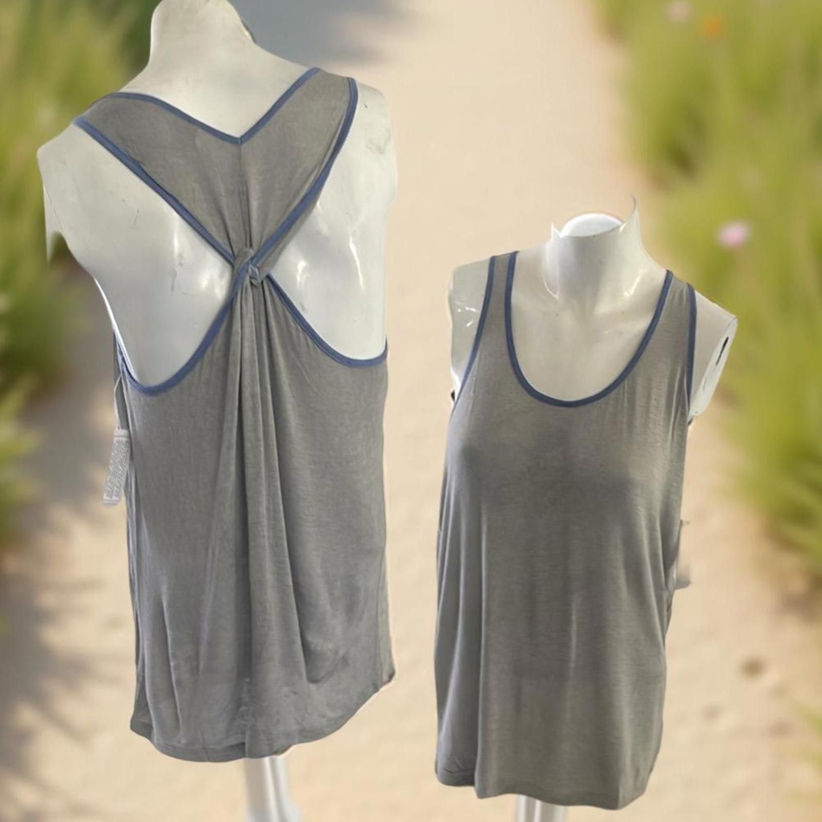 Other 2 Pack Gray Yoga Tank Top with Blue Trim -NWT - Size S, M, L Size M / US 6-8 / IT 42-44 - 1 Thumbnail