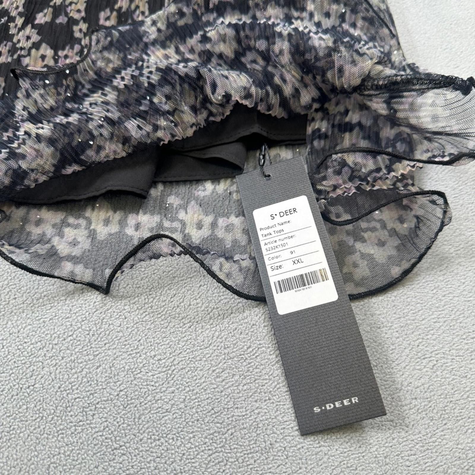 Other S.DEER Tank Top Women XXL Floral Pleated Trim Strap Blouse Size XXL / US 16-18 / IT 52-54 - 7 Thumbnail