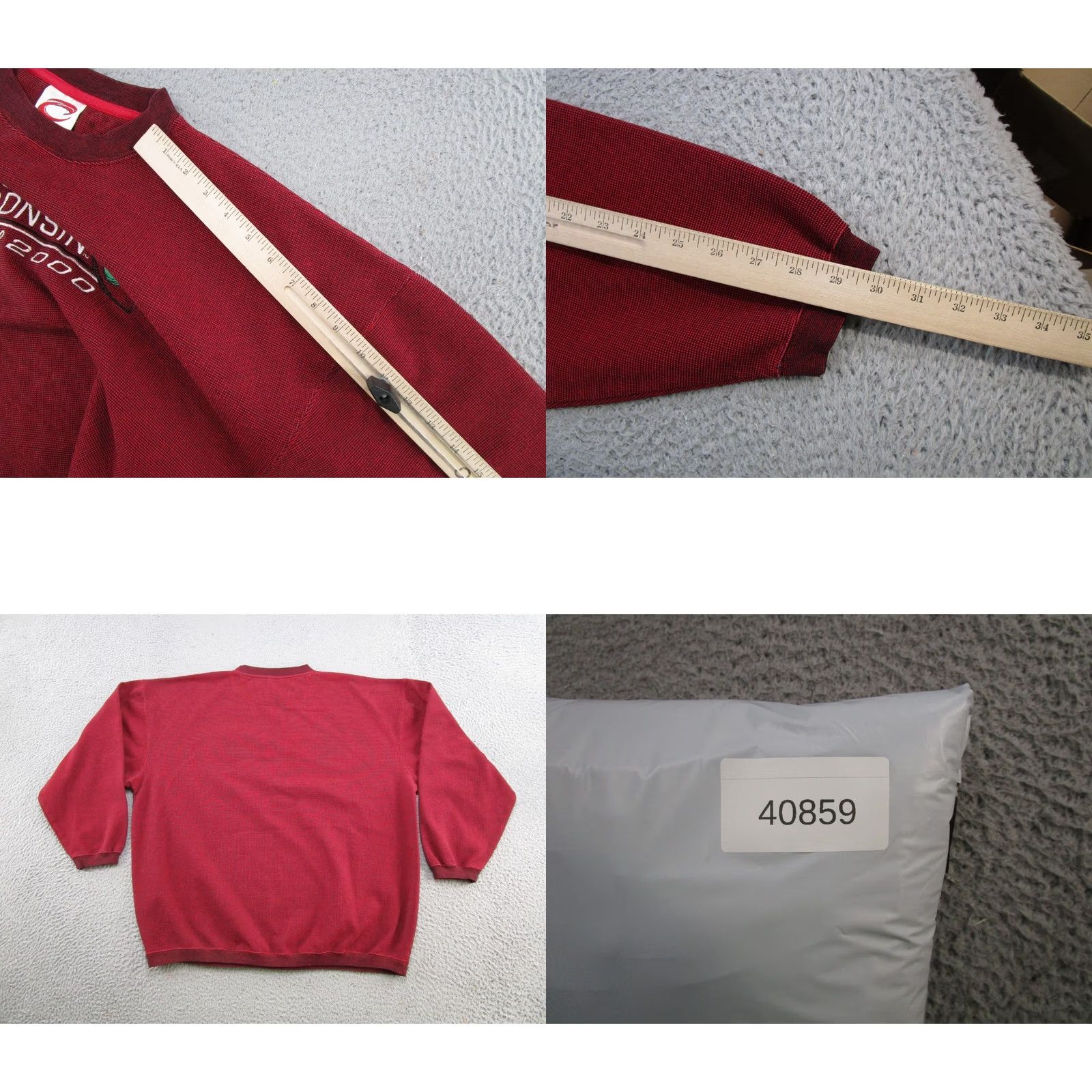 Vintage VINTAGE Wisconsin Badgers Sweatshirt Cadre Red XL Mens Crew Neck Pullover Long Sleeve All Seasons Football Hoodie Sports 2000s Size US XL / EU 56 / 4 - 8 Thumbnail