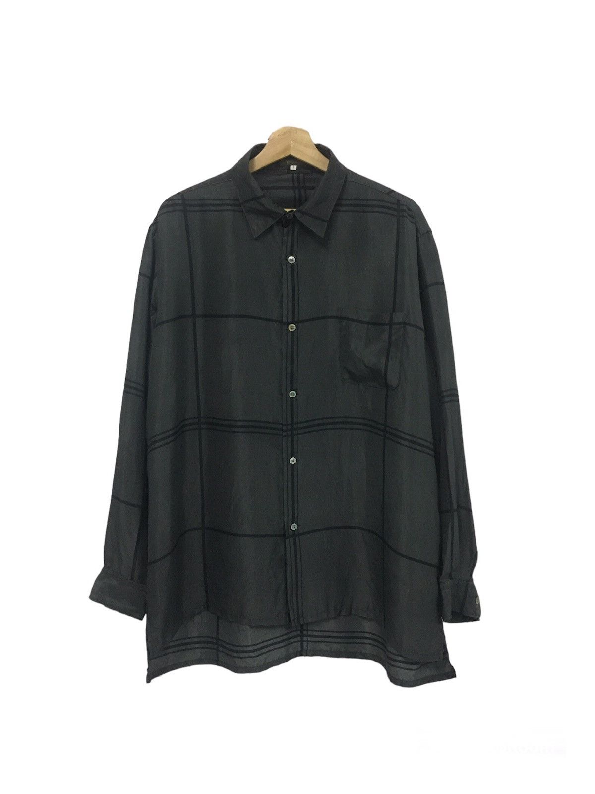 image of Yohji Yamamoto x YS For Men 90’S Oversized Silk Shirt in Black, Men's (Size XL)