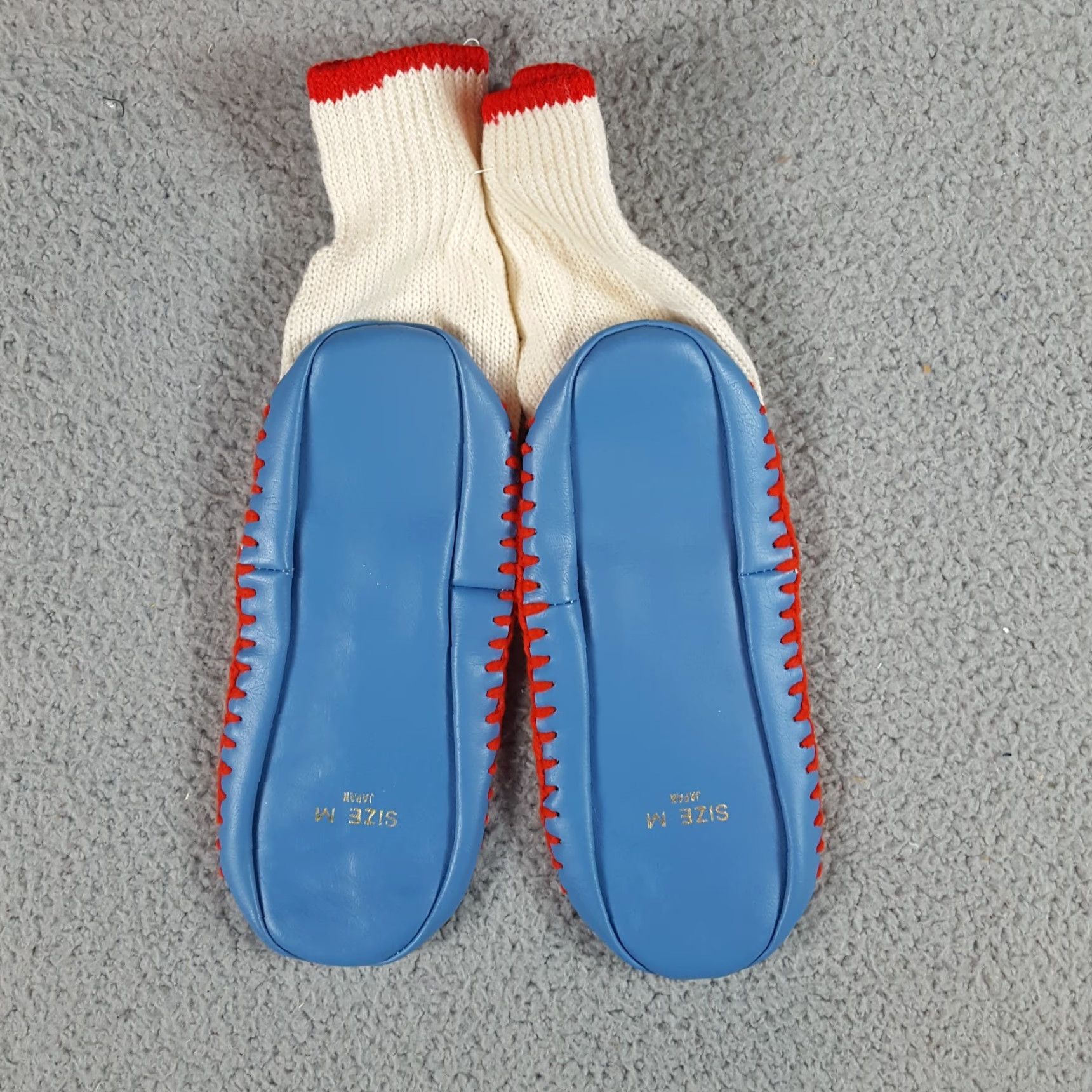 Vintage VINTAGE Ripon 70s Knit Slippers Leather Bottom Slip-On Wool Upper Medium Women Shoes Blue Slipper 70s Retro Casual Slip-On Size 32" / US 10 / IT 46 - 5 Thumbnail