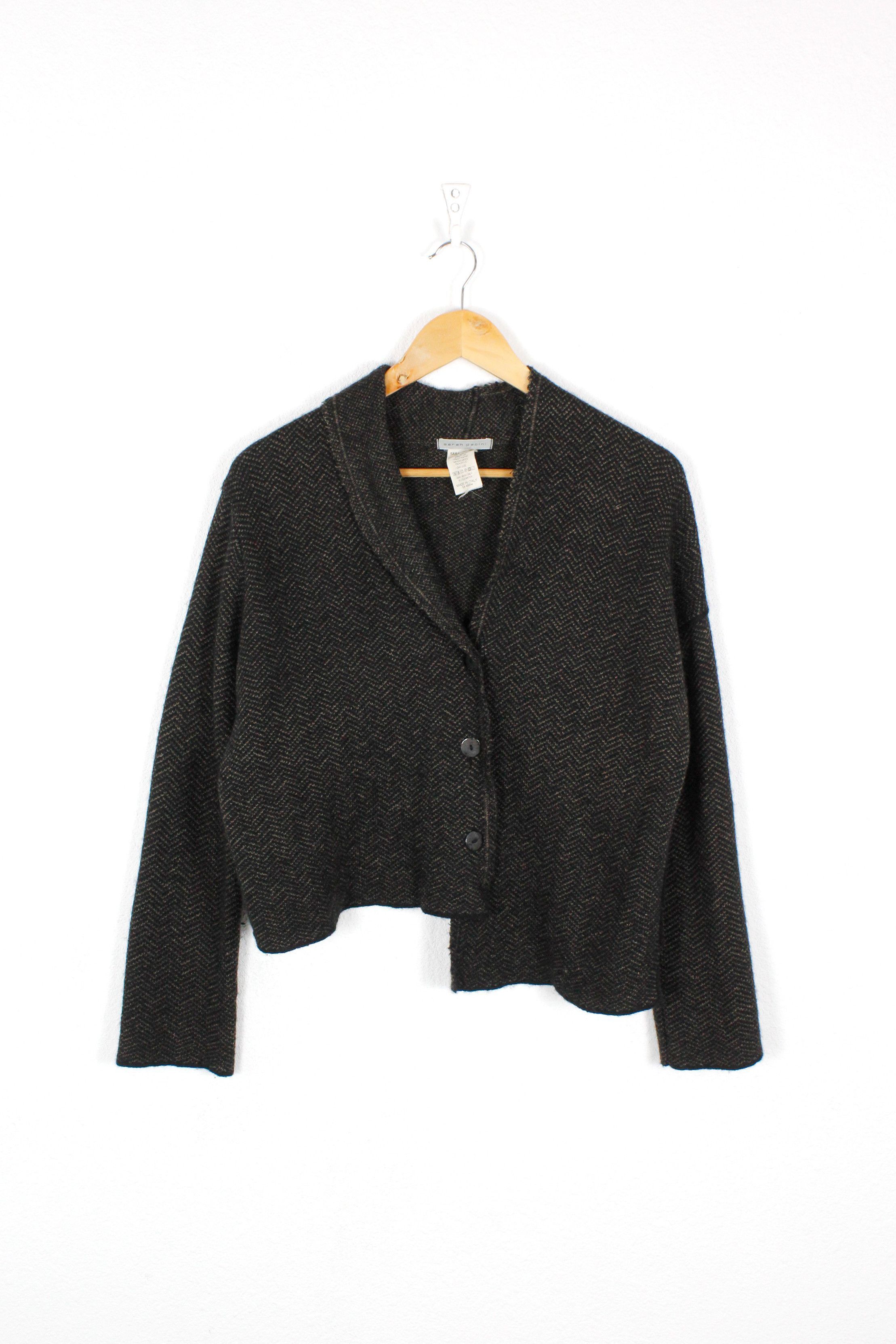 Sarah Pacini Sarah Pacini Herringbone Knit Alpaca Asymmetrical Cardigan Size M / US 6-8 / IT 42-44 - 1 Thumbnail