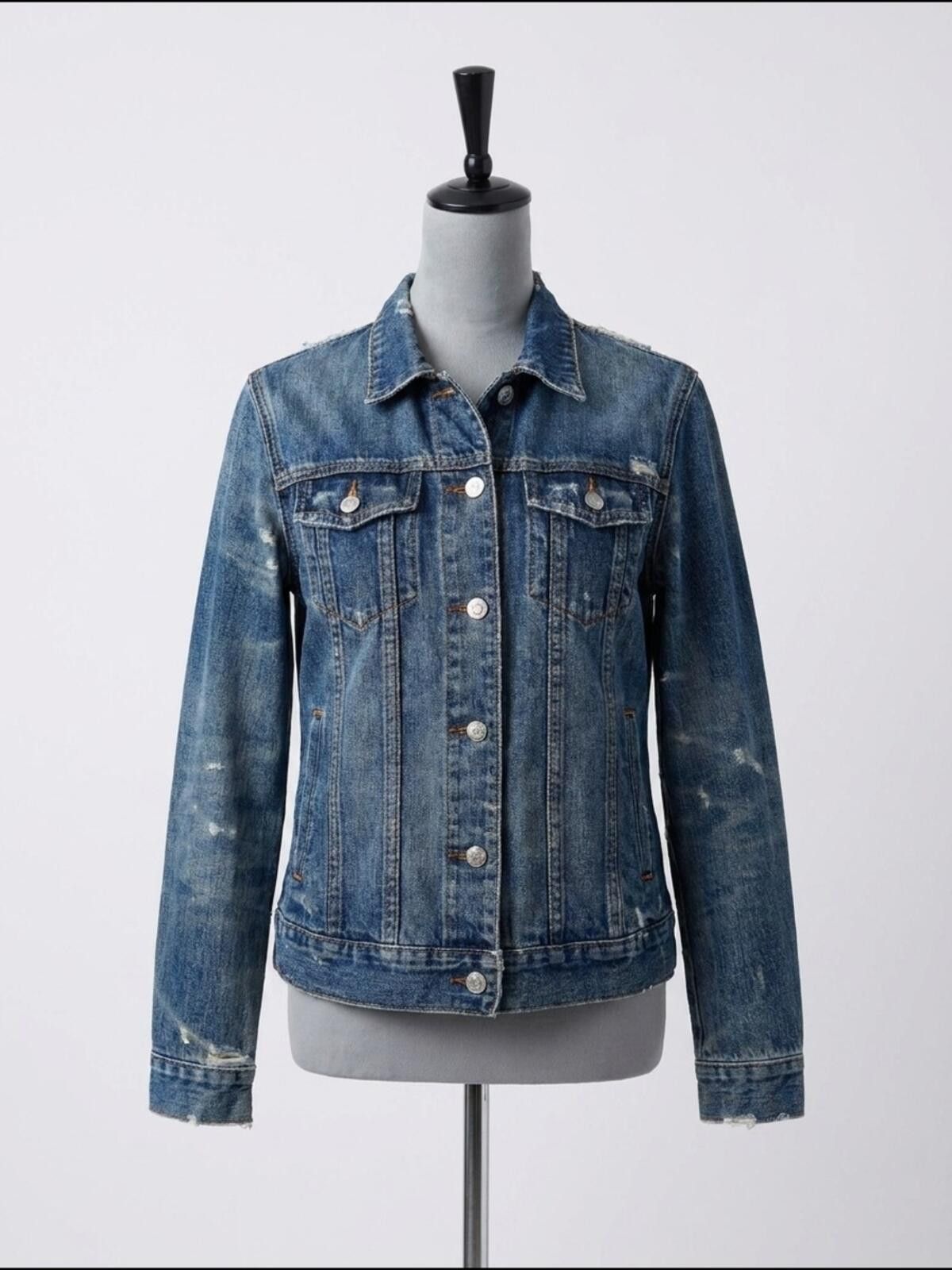 J.Crew J. Crew Light Wash Distressed Denim Jacket Size S / US 4 / IT 40 - 1 Thumbnail