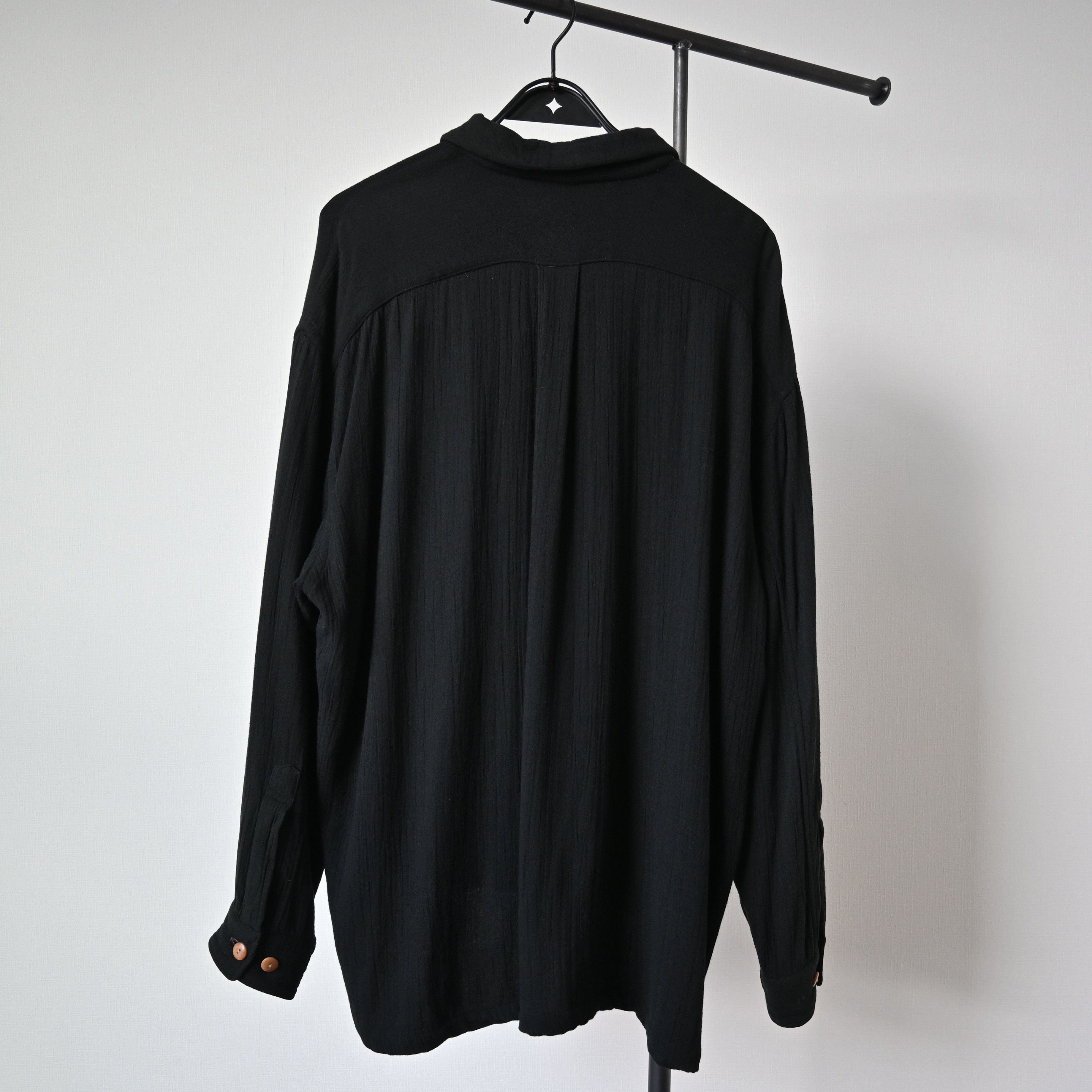 Dezert VTG 1980-90s Dezert black rayon x wool drapey shirt Size US L / EU 52-54 / 3 - 3 Thumbnail