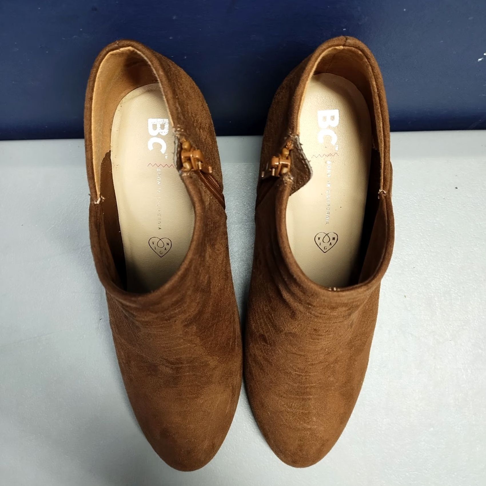 Vintage BC Footwear BC Vegan Julia Heel Ankle Boots Women 8.5 Brown Comfort Almond Toe Side Zip Women Size 8.5 Brown Bootie Size US 9 / IT 39 - 7 Thumbnail