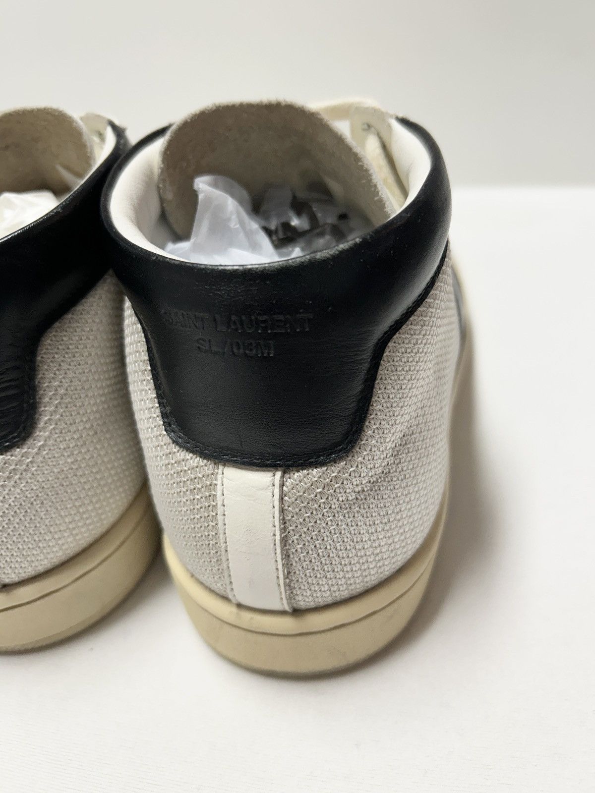 Saint Laurent Paris FW2013 SL/03M Leather-Trimmed Mid-Top Sneakers Size US 7 / EU 40 - 8 Thumbnail