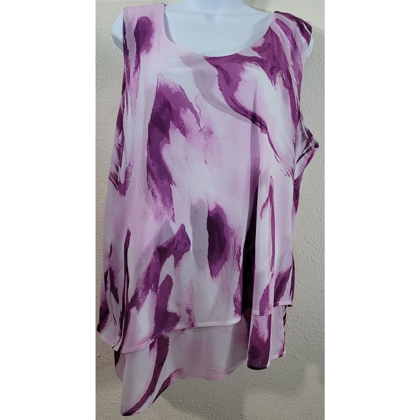 Other Lane Bryant White Purple Layered Asymmetrical Hem Top 14 16 Size XL / US 12-14 / IT 48-50 - 1 Thumbnail