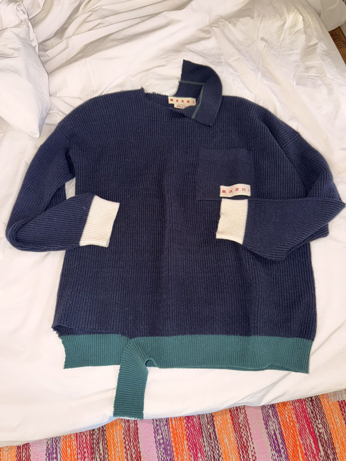 Marni Marni Embroidery Navy Knit Size US L / EU 52-54 / 3 - 1 Thumbnail