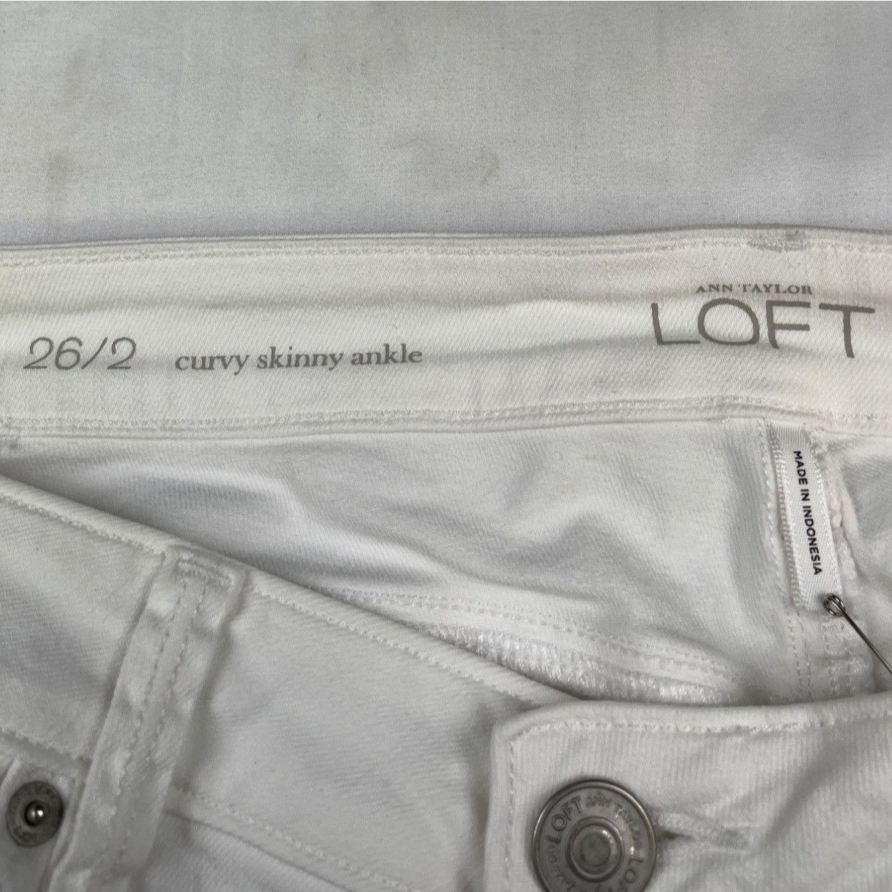Loft Ann Taylor Loft Women's White Jeans/Skinny Ankle Sz 26/2 SKU Size 27" / US 4 / IT 40 - 5 Thumbnail