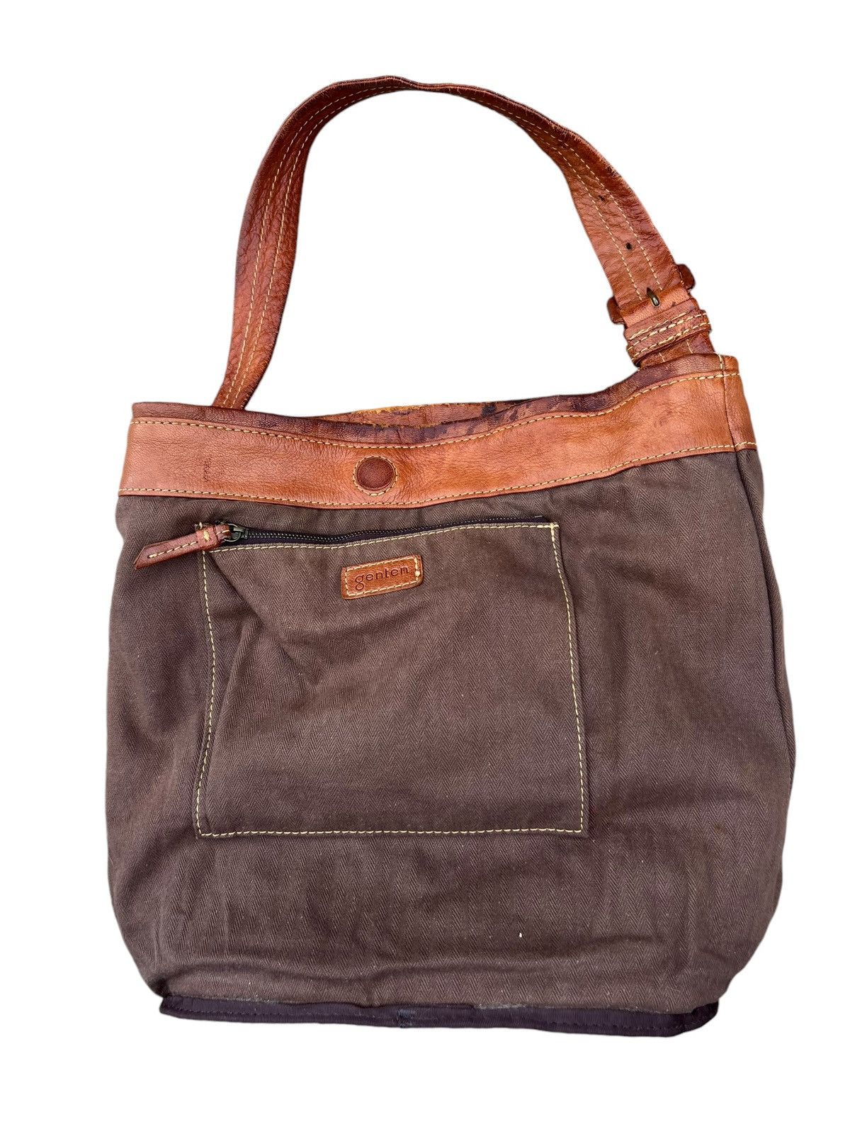 Leather Trashed Genten Japan Distress Patina Leather Bag Bucket Size ONE SIZE - 20 Thumbnail