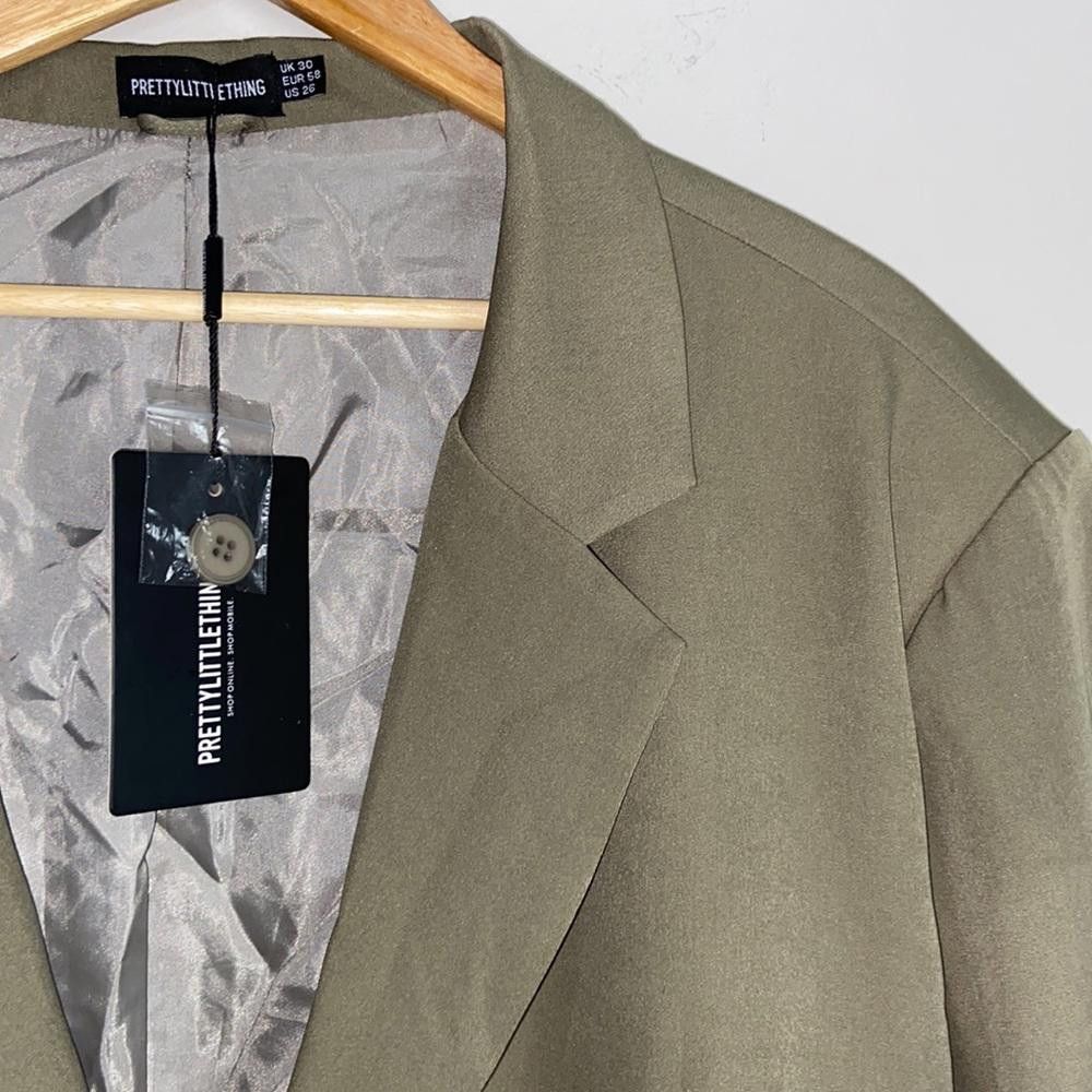 Designer Prettylittlething l NWT Khaki Front Tie Blazer Size 26 Size 4XL / US 24-26 - 4 Thumbnail