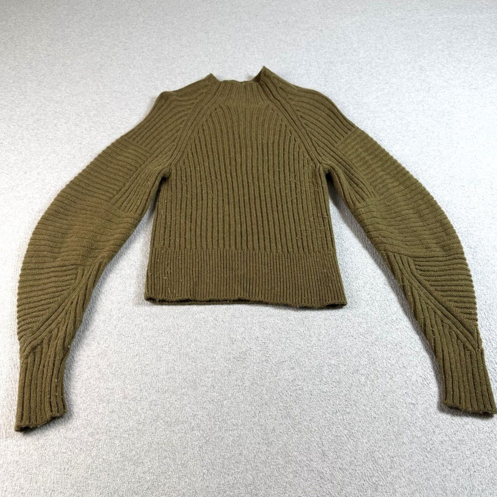 Rag & Bone rag & bone Wool Sweater Women M Green Mock Neck Ribbed Cropped Boho Y2K Size M / US 6-8 / IT 42-44 - 2 Thumbnail
