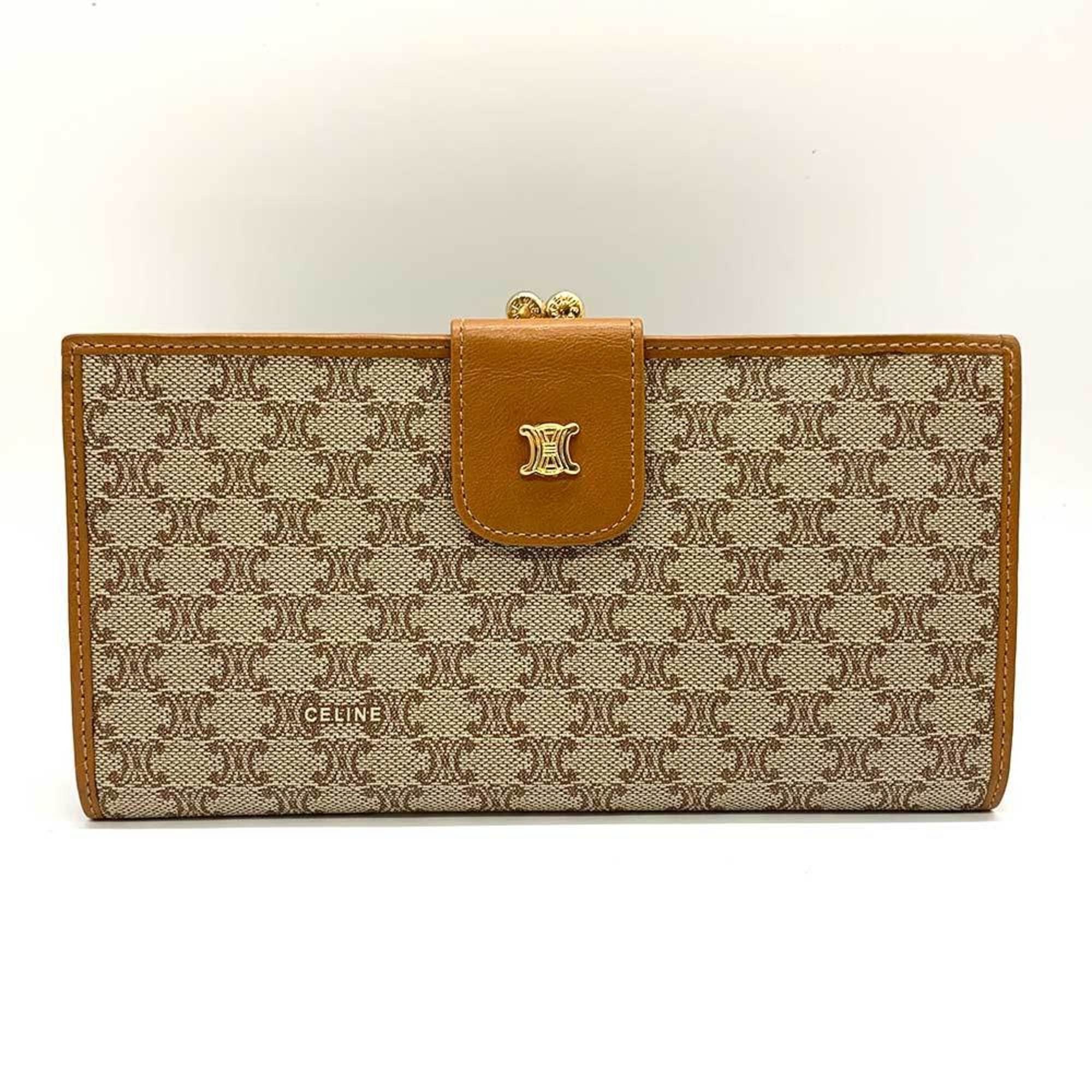 image of Celine Triomphe Pattern Long Wallet Beige X Brown Celine Ladies, Women's
