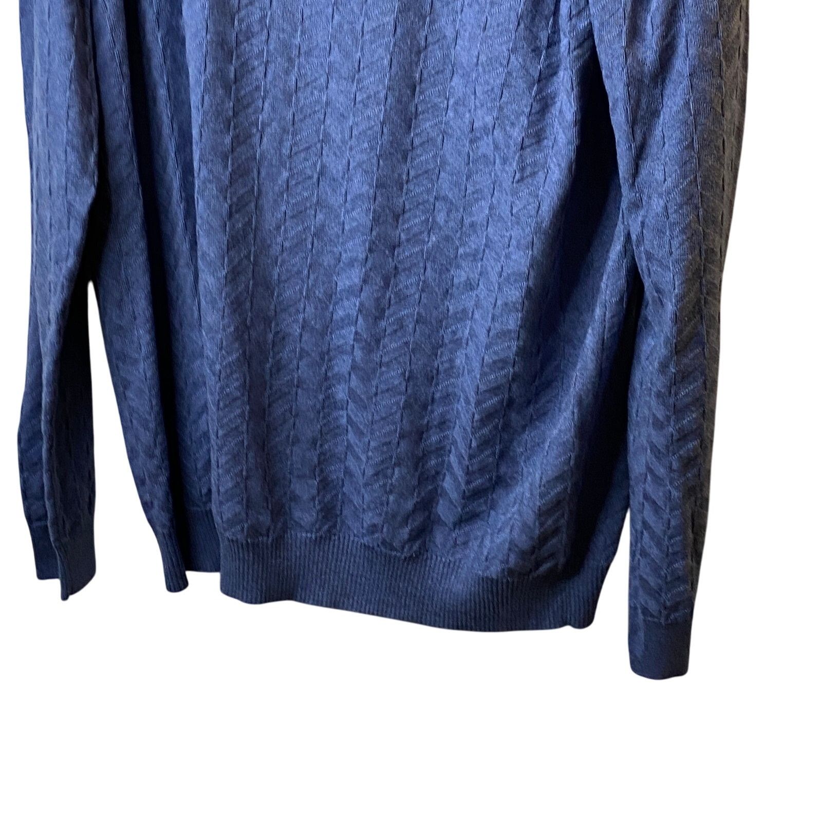Tasso Elba Tasso Elba Moonlite Blue Chevron Knit Crewneck Sweater XL Size US XL / EU 56 / 4 - 4 Thumbnail