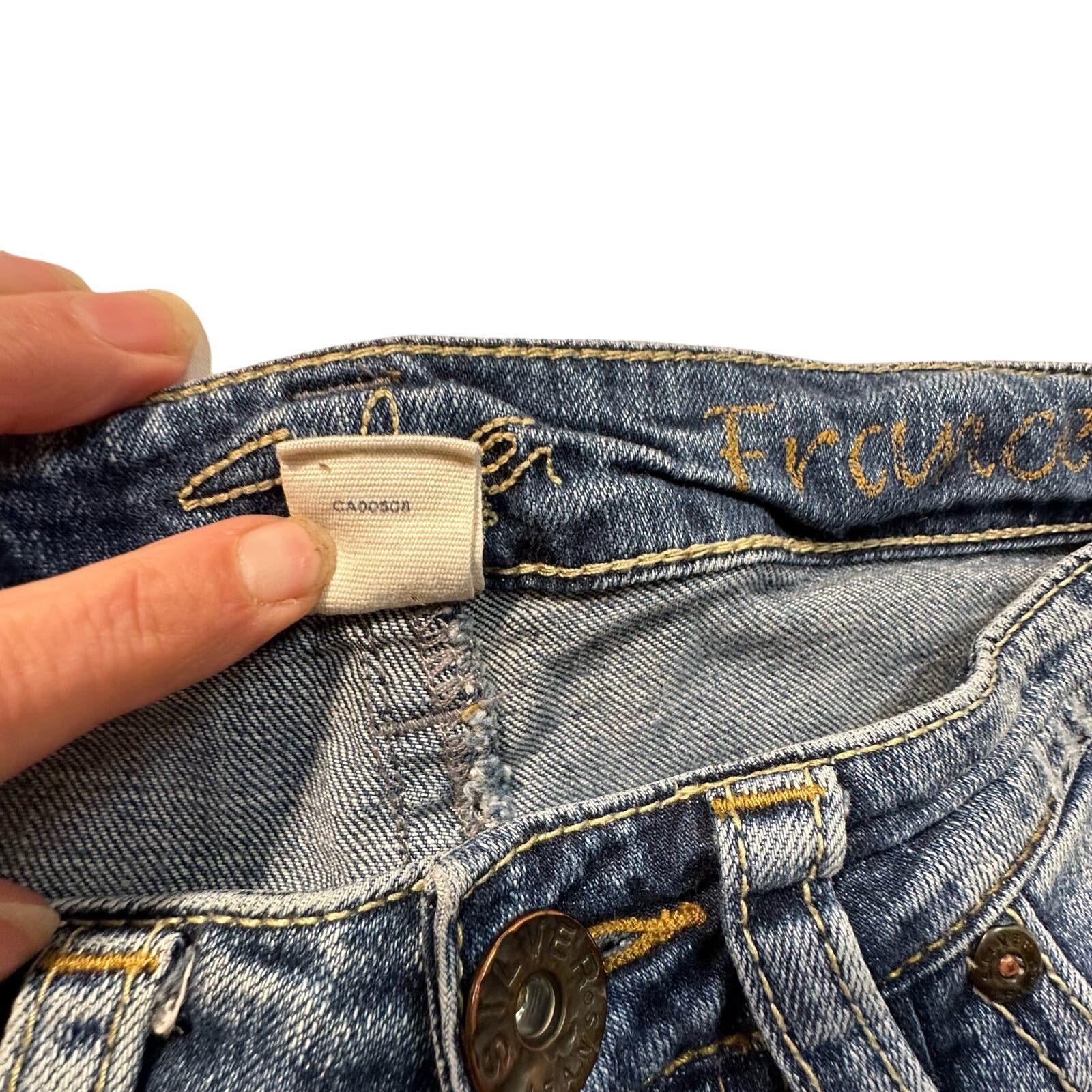 Other Silver Frances Embroidered Back Pockets Low Rise Capri Jeans Size 23" - 8 Thumbnail