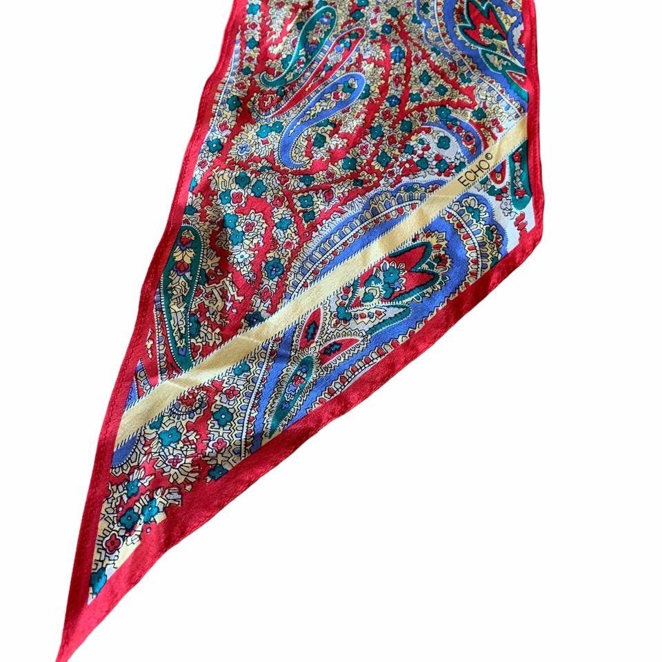 Vintage Vintage Echo Red Floral Paisley Novelty Eclectic Print Scarf Size ONE SIZE - 3 Thumbnail