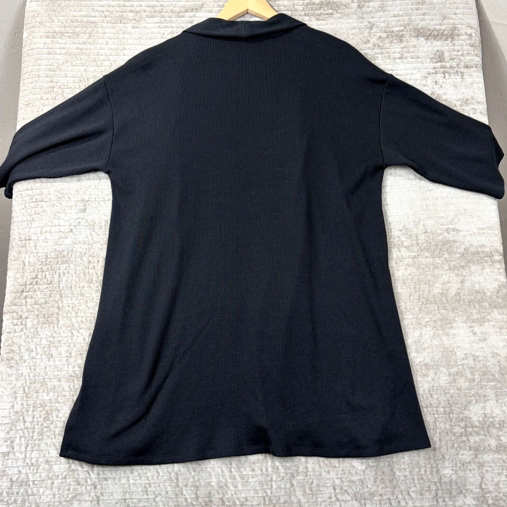 Eileen Fisher Eileen Fisher Womens Black Ribbed Open Front Cardigan Elbow Sleeve S Size S / US 4 / IT 40 - 4 Thumbnail