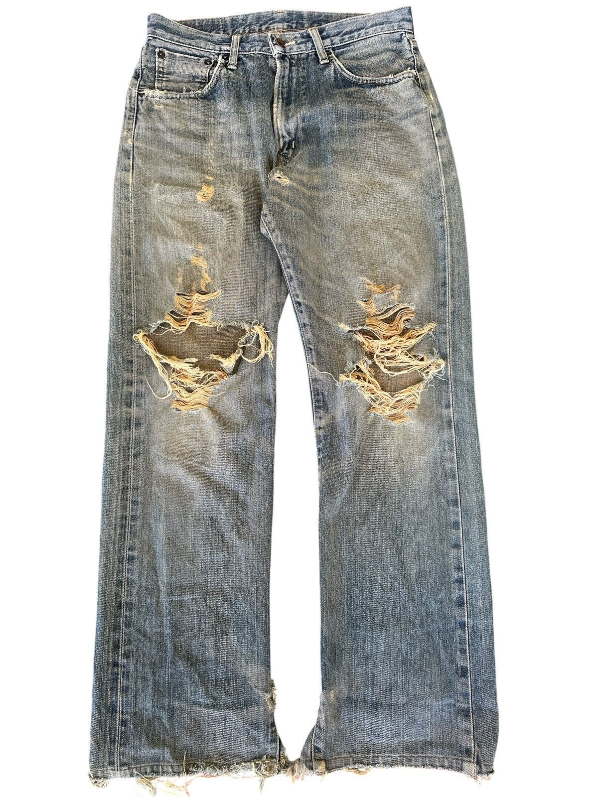 Kapital Trashed Distress Vintage Edwin 505X Selvedge Denim 31x41 Size US 31 - 1 Thumbnail