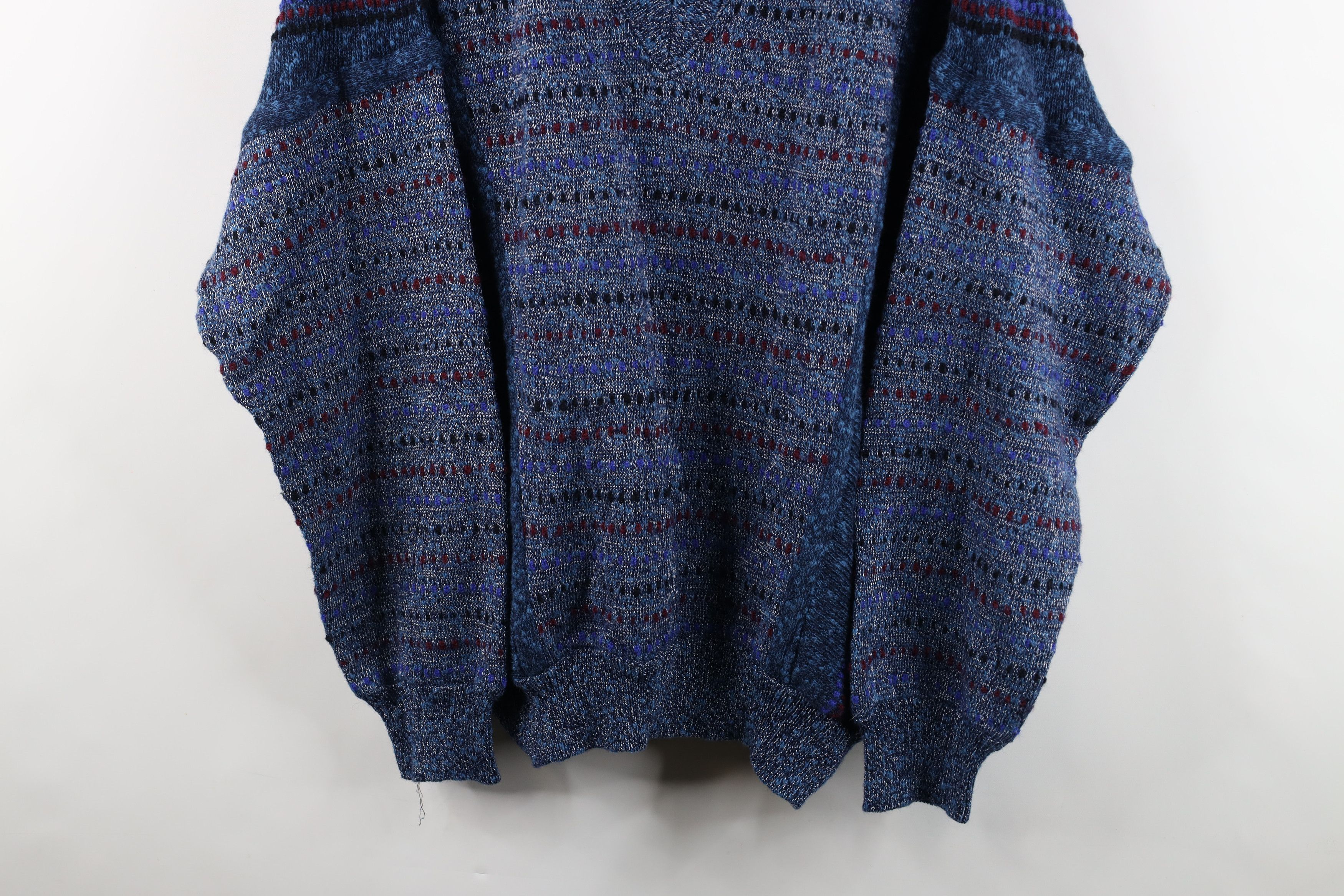 Vintage Vintage 90s Coogi Style Striped Knit V-Neck Sweater Size US XXL / EU 58 / 5 - 3 Thumbnail