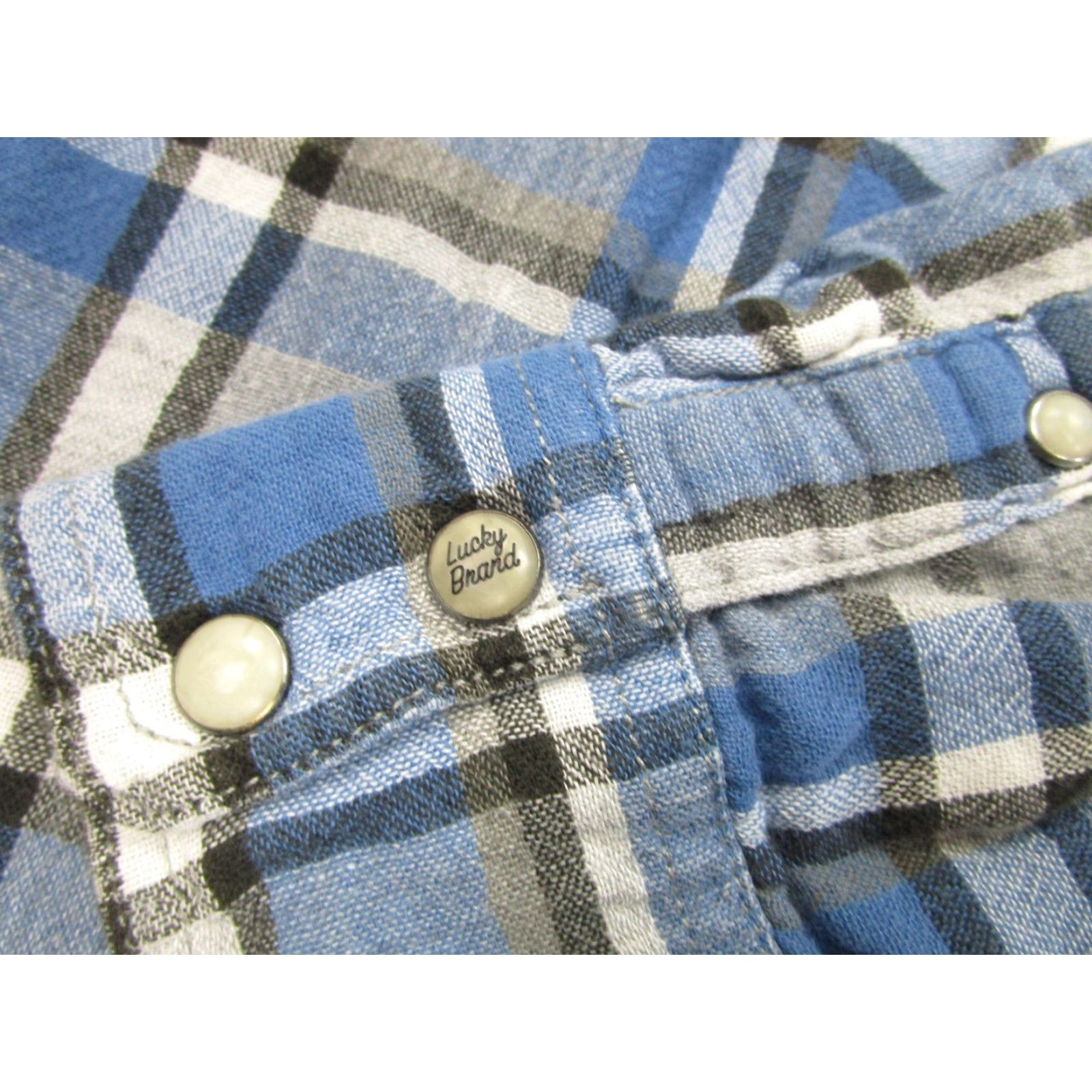 Lucky Brand Lucky Brand Shirt Mens Medium Blue Gray Plaid Classic Fit Snap Front Western Size US M / EU 48-50 / 2 - 5 Thumbnail