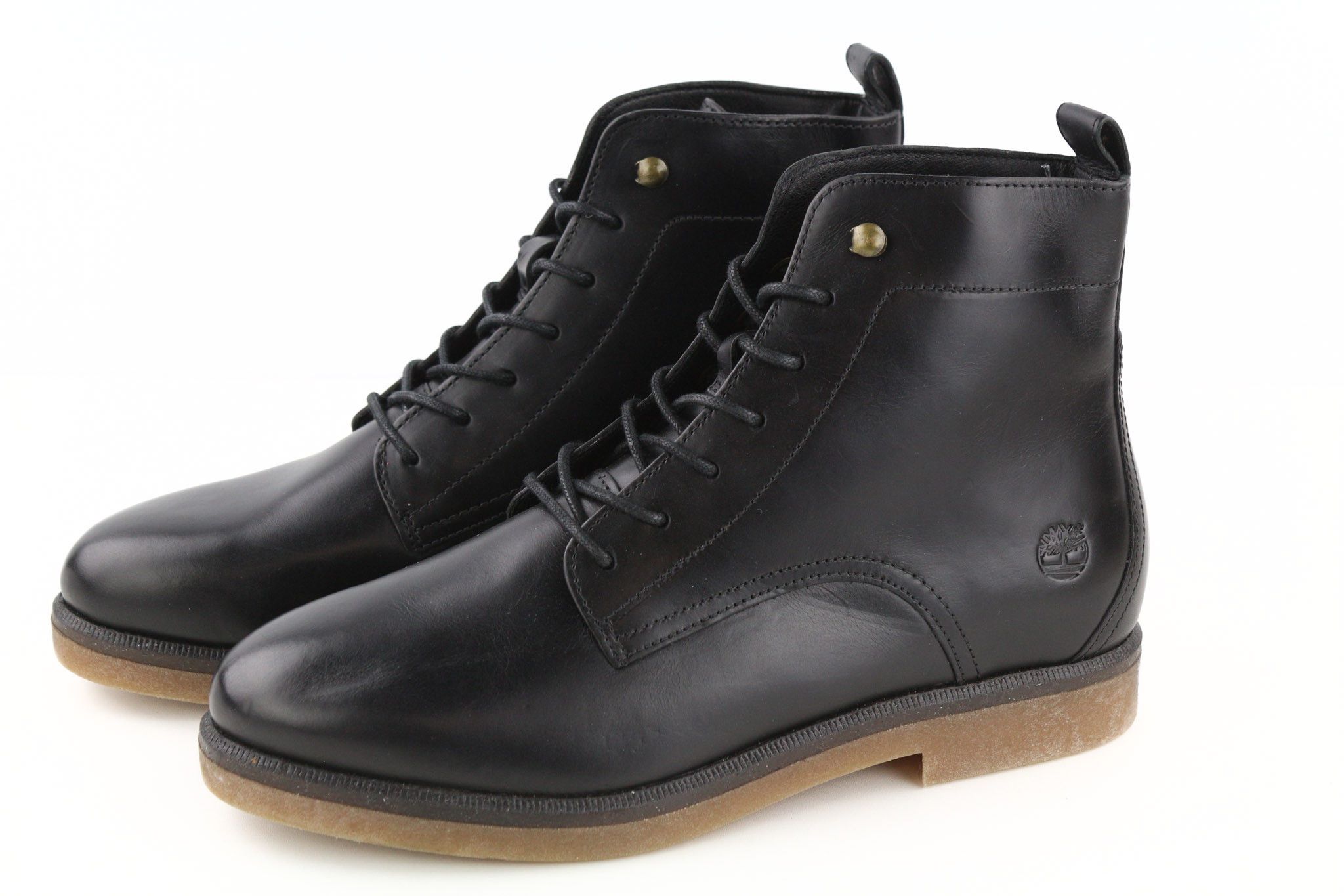 Timberland A2JK7 UK7.5 Leather Black Pull Tab Shiny Boots 79937 Size US 8 / IT 38 - 2 Thumbnail