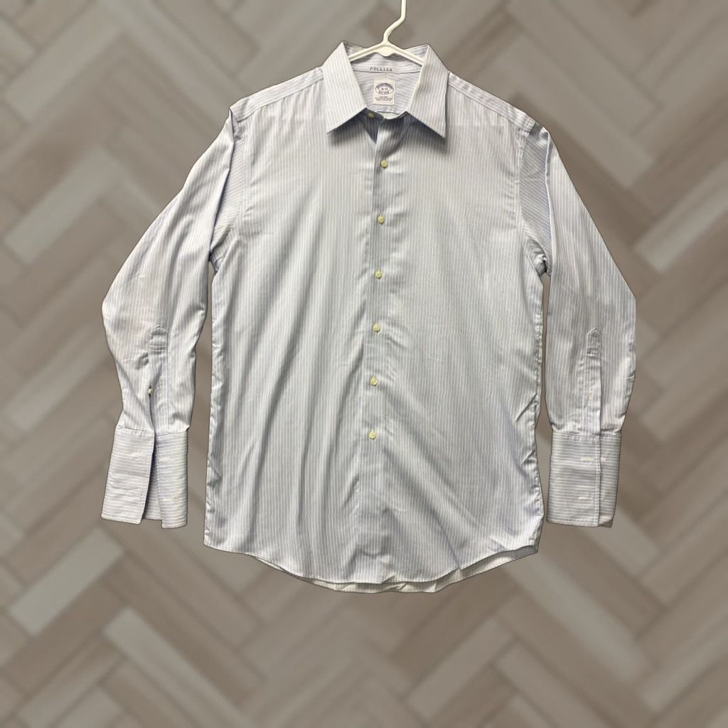 Brooks Brothers Brooks Brothers Men's Dress Shirt Blue 16 33 Non Iron 100% Cotton Long Sleeve Solid Pattern Classic Fit Regular Size 16 Brand Size 42R - 1 Thumbnail