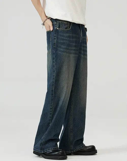 Japanese Brand American straight loose wide-leg men's baggy jeans Size US 34 / EU 50 - 4 Thumbnail