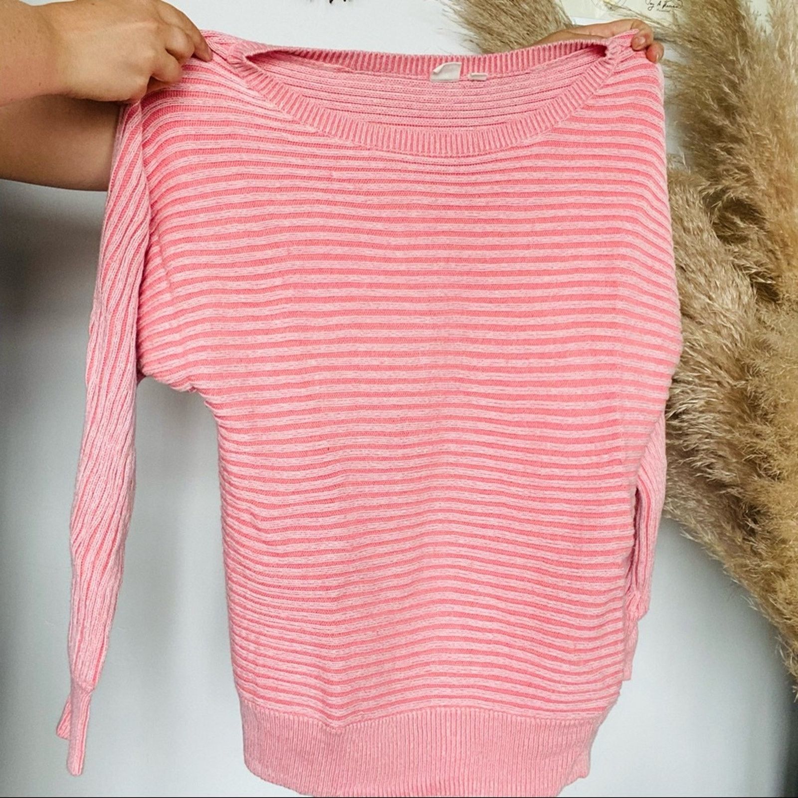 Gap GAP Blush Soft Pink Stripe Knit Long Sleeve Pullover Sweater Size M / US 6-8 / IT 42-44 - 9 Thumbnail