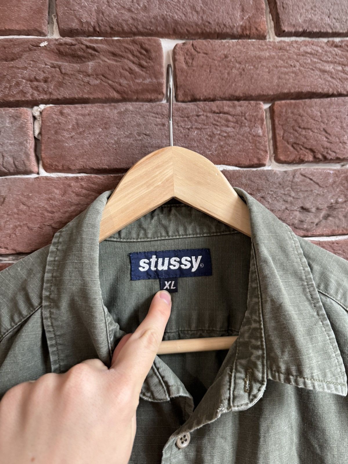 Stussy Vintage 90s Rare Stussy Olive Cargo Button Up Shirt Made USA Size US XL / EU 56 / 4 - 5 Thumbnail