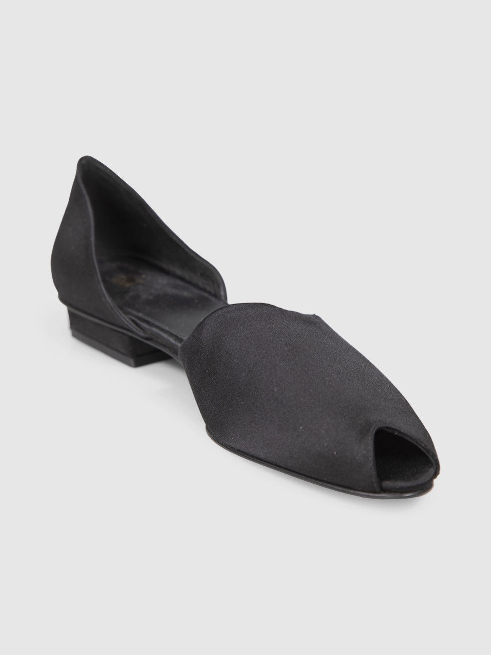 Toteme Black Satin Peep Toe Flats Size US 8 / IT 38 - 1 Thumbnail