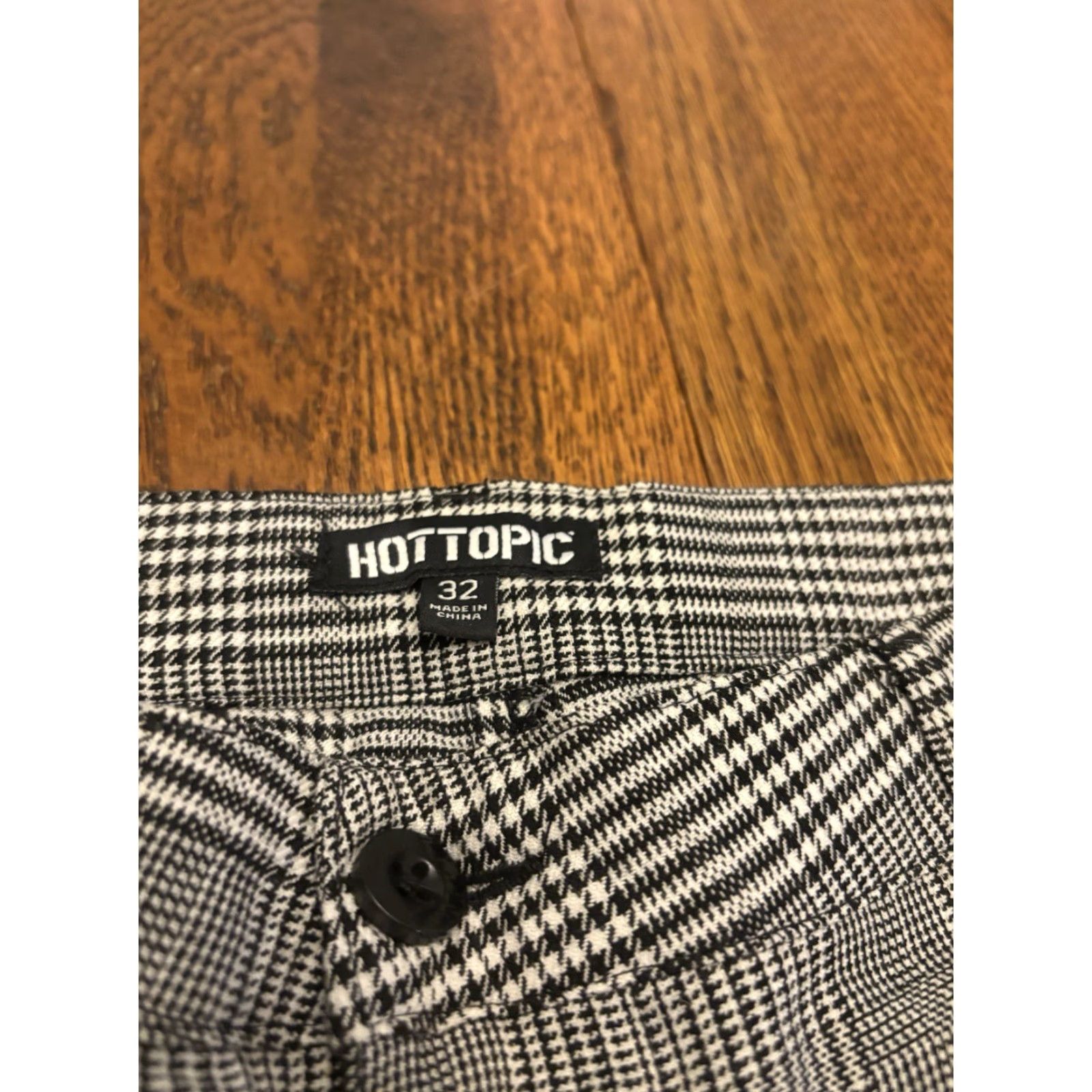 Hot Topic Hot Topic Pants 32 Black Plaid Multicolor Polyester Spandex Zipper Tapered Ankle 90s Gothic Grunge Punk N1 Mens Womens Unisex Adults Casual Size 36" / US 14 / IT 50 - 2 Thumbnail
