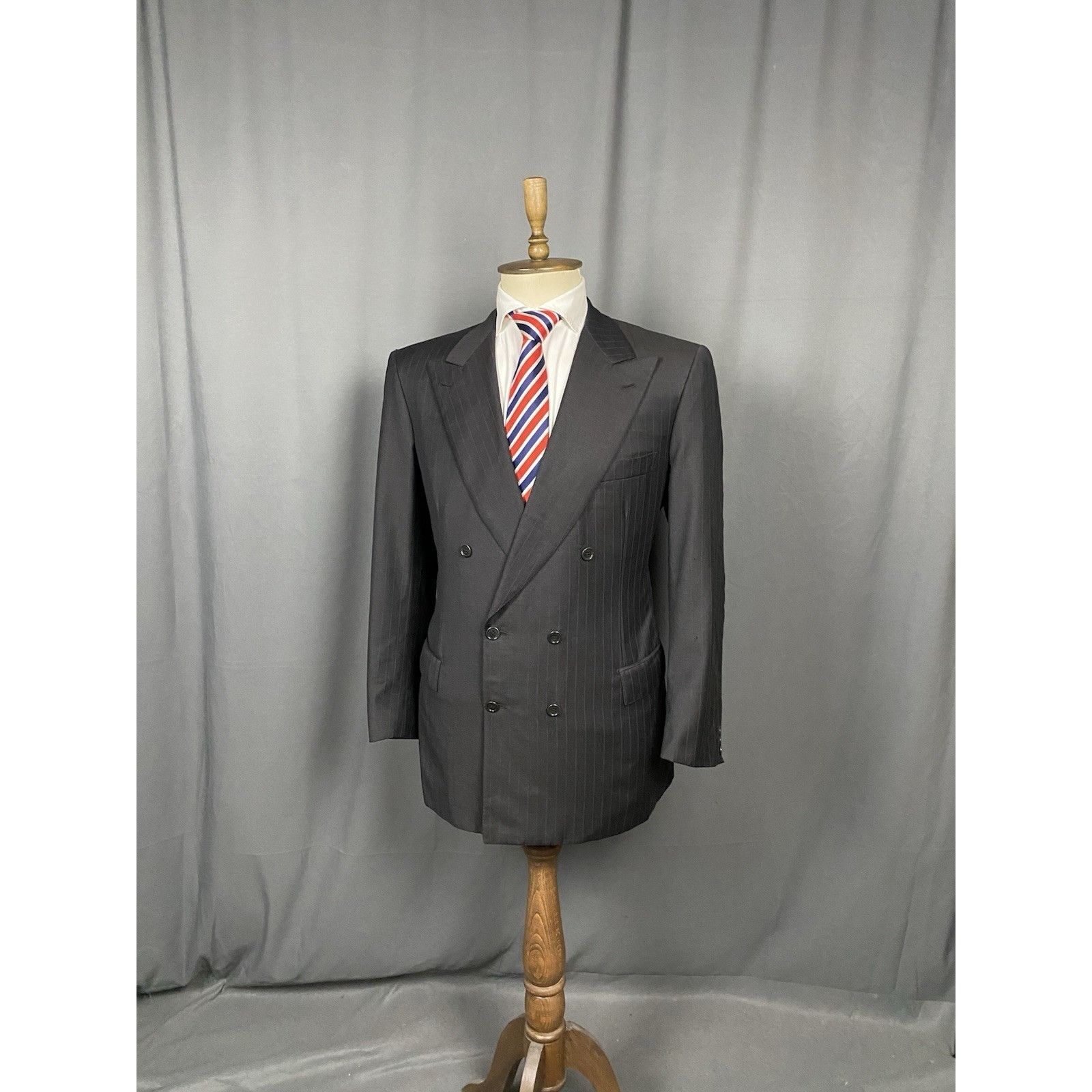 Brioni Brioni Men's Gray Wool Double Breasted Striped Wool Blazer J Size 52R - 2 Thumbnail