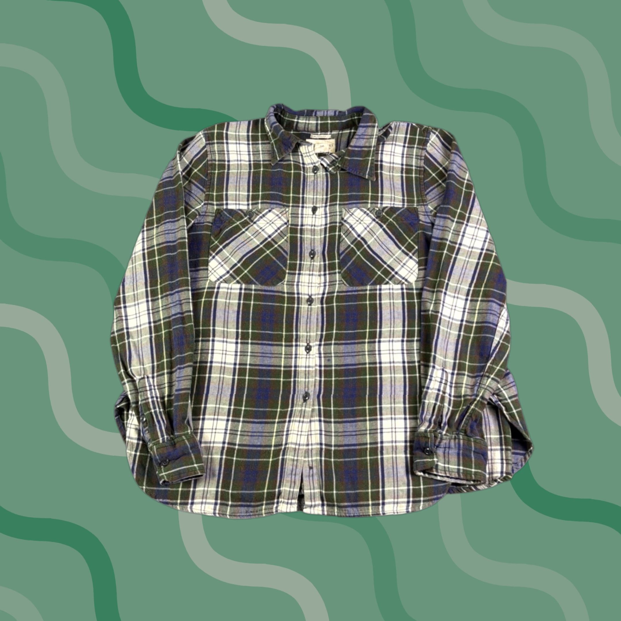 Vintage Denim & Supply Ralph Lauren Womens Plaid Flannel Shirt Green Blue Utility Large Size L / US 10 / IT 46 - 1 Thumbnail