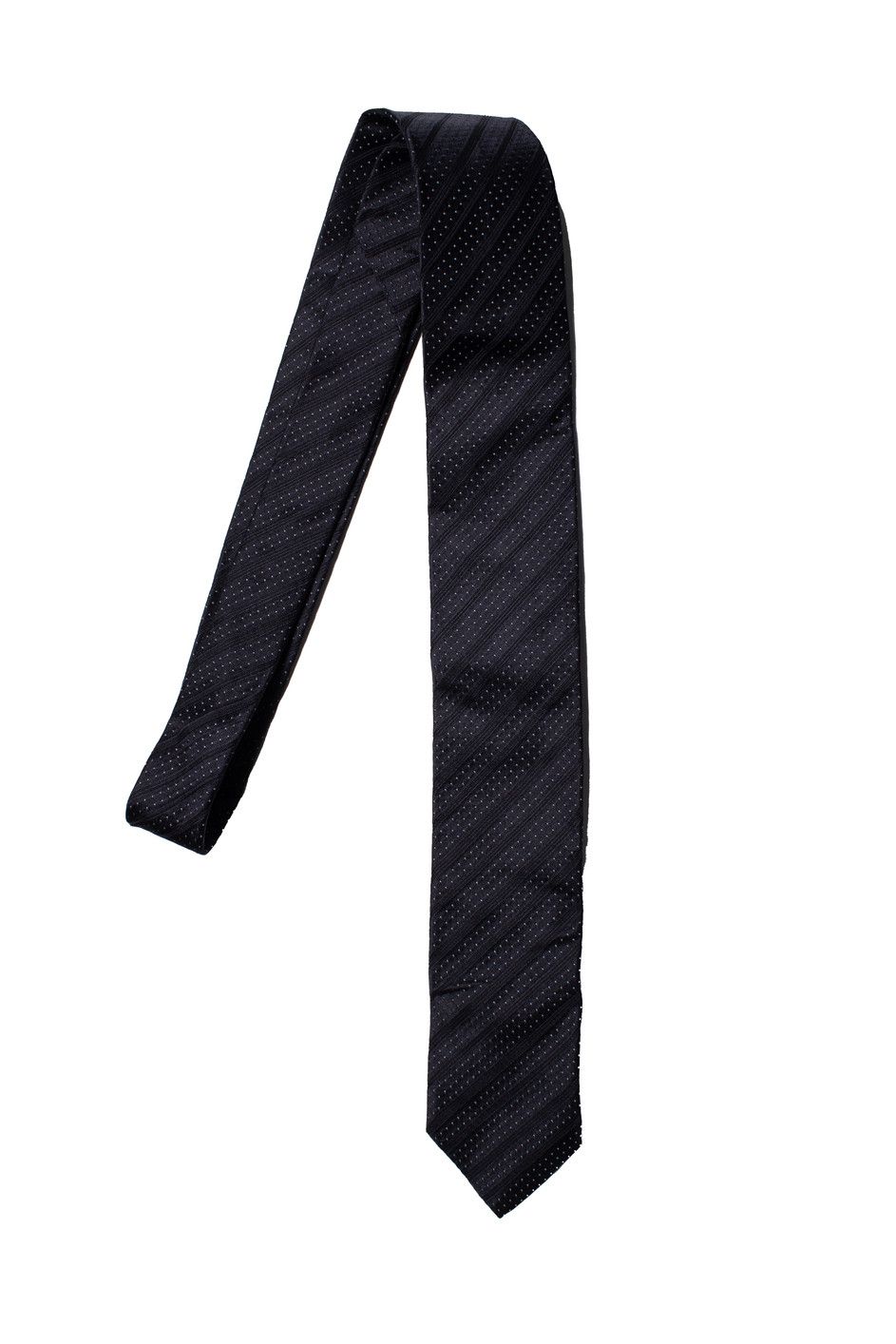 Dolce & Gabbana Dolce & Gabbana, black diagonal striped tie with dots Size ONE SIZE - 1 Thumbnail