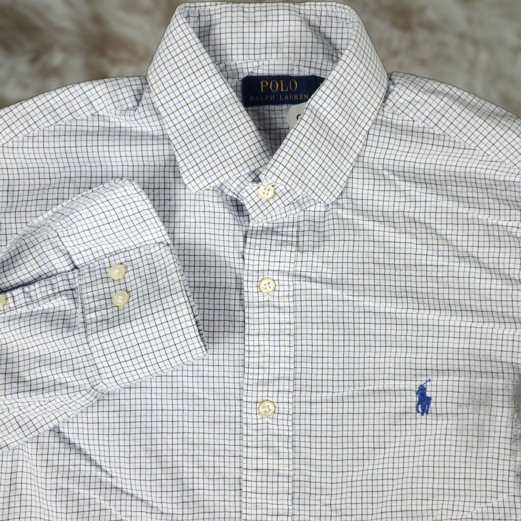 Ralph Lauren Ralph Lauren Dress Shirt Mens 16 Blue White Check Long Sleeve Button Up Classic Modern Size 42R - 1 Thumbnail
