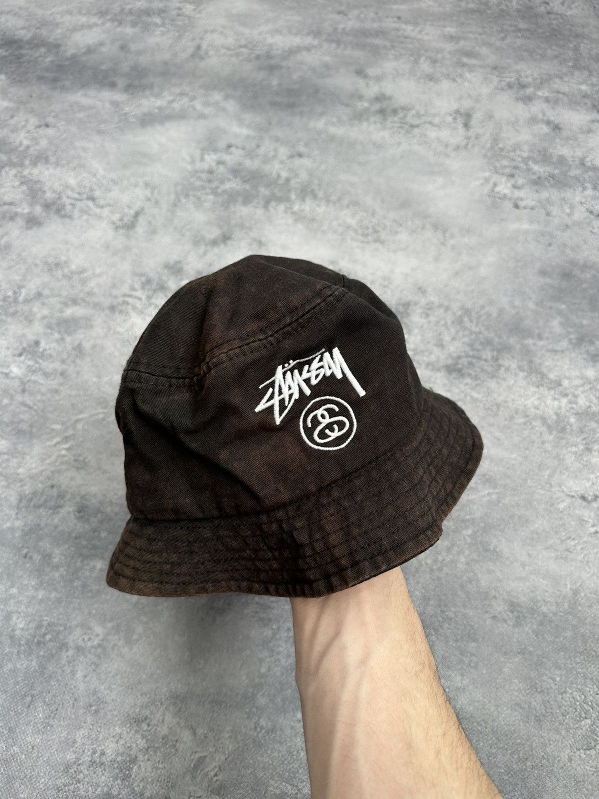 Stussy 💣Rare Stussy Black Washed Faded Bucket Hat Y2K Centre Logo Size ONE SIZE - 1 Thumbnail